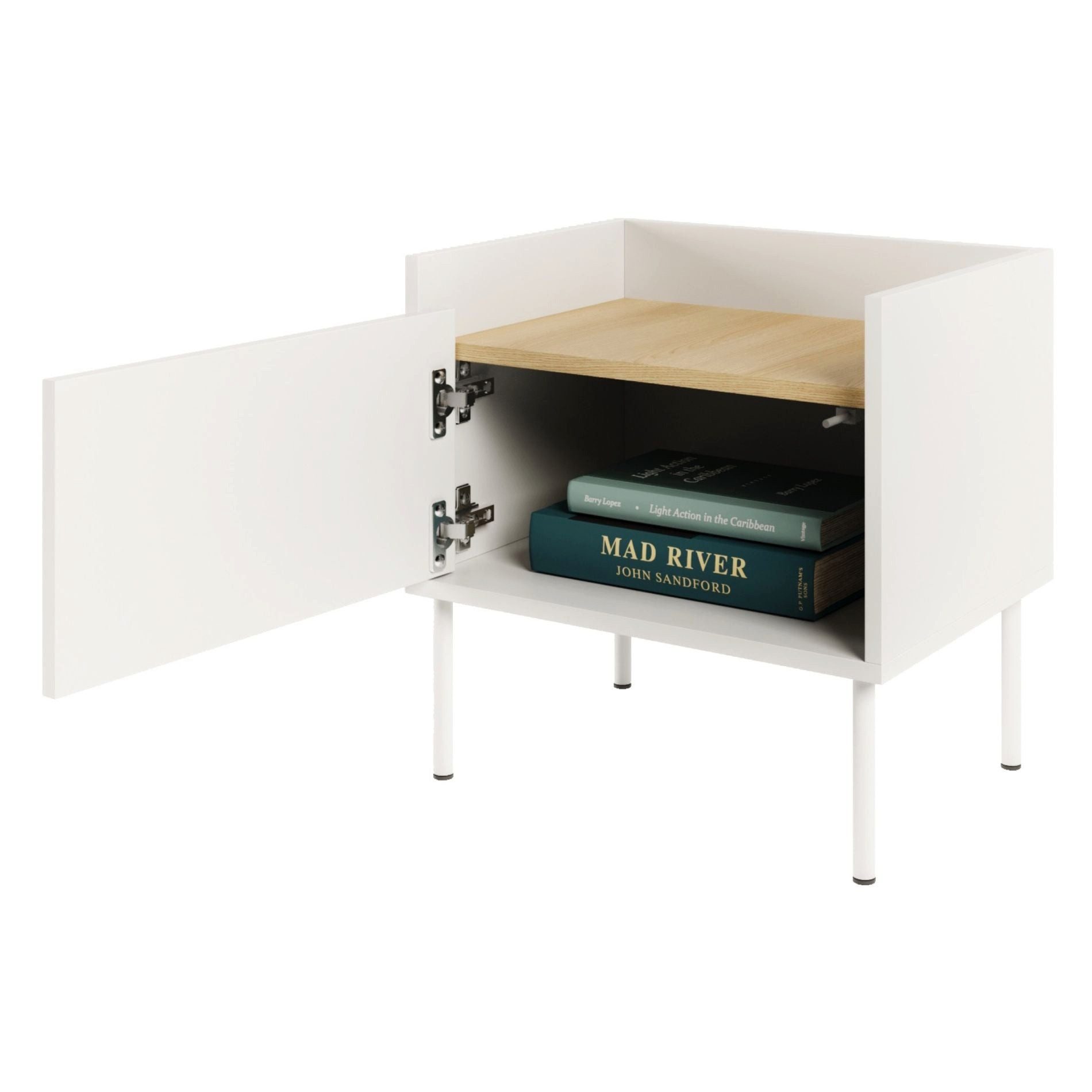 Selsey Nachttisch TOVI, Beistelltisch 1-türig mit Tablett-Tischplatte, 50 cm