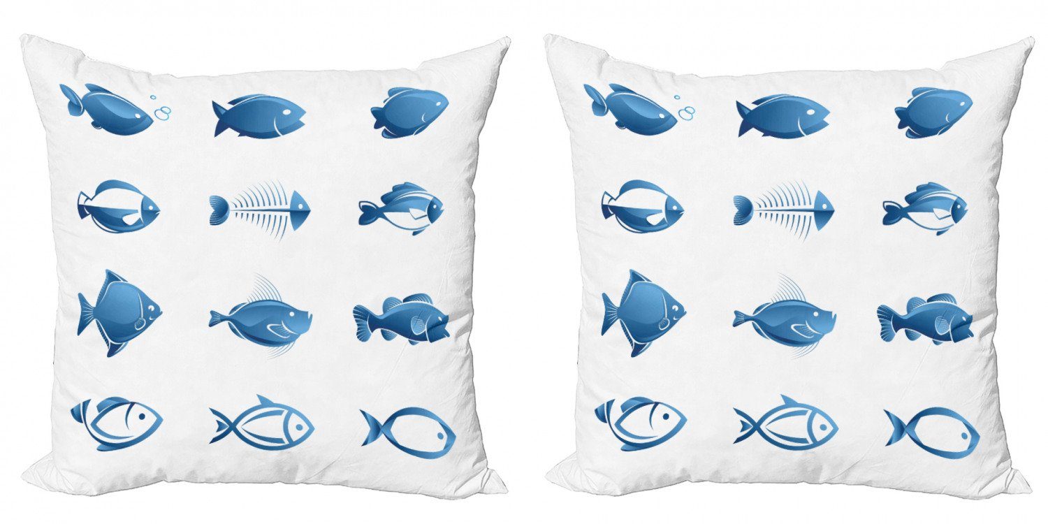 Kissenbezüge Modern Accent Doppelseitiger Digitaldruck, Abakuhaus (2 Stück), Fisch Array of Fish Marine Life