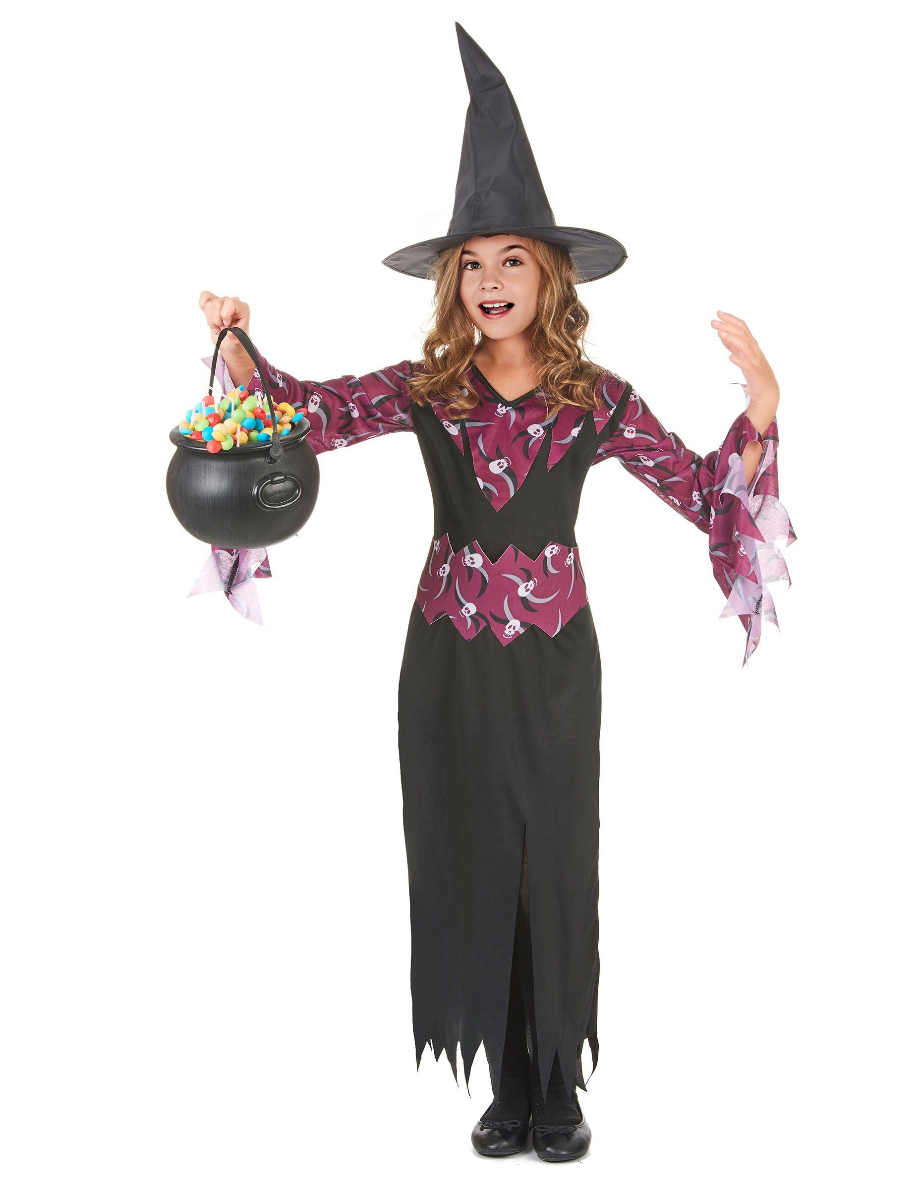 JADEO Kostüm Gothic-Hexe Kinderkostüm schwarz-lila