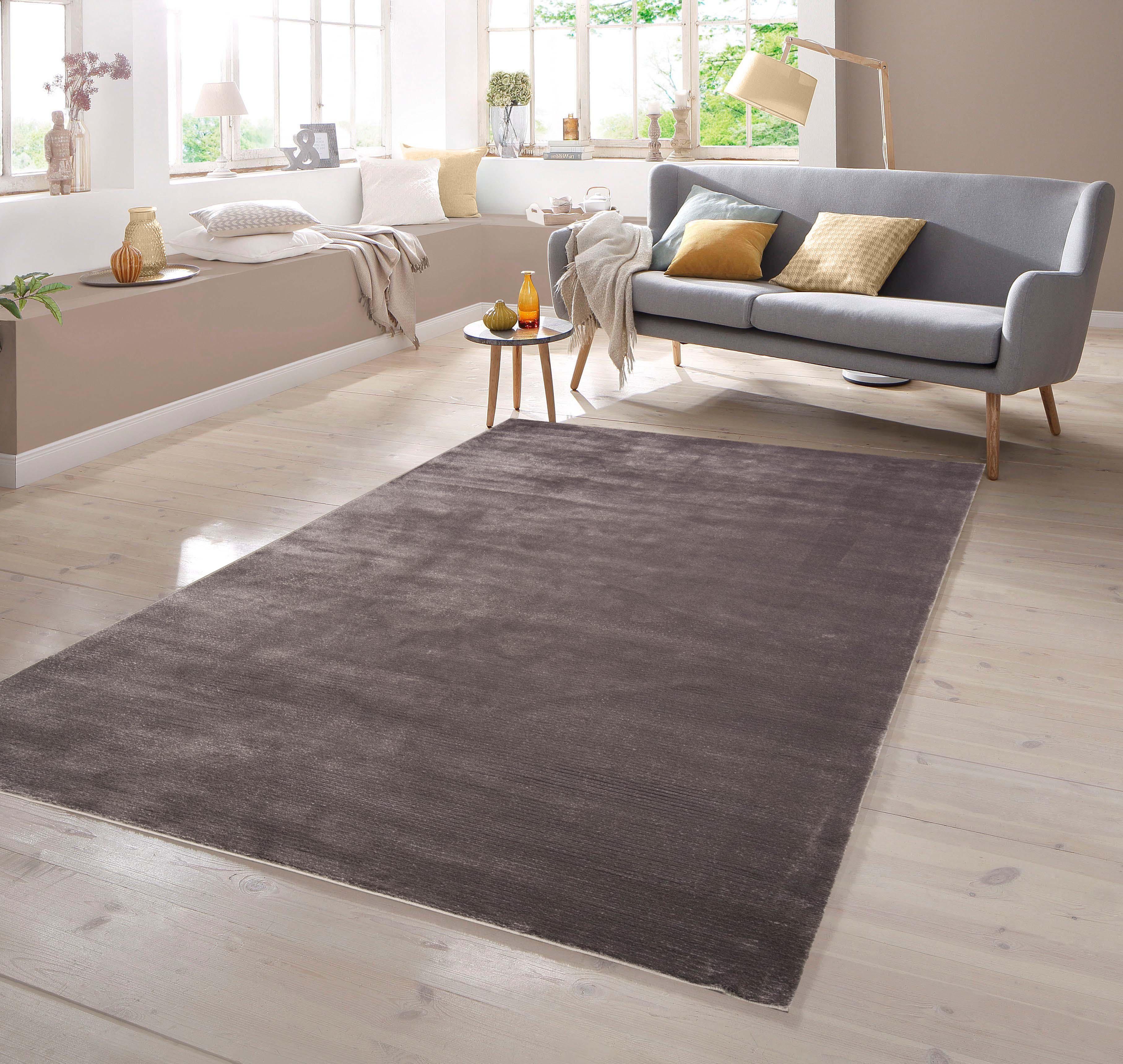 TeppichHome24 Teppich Teppich Kurzflor uni braun, rechteckig