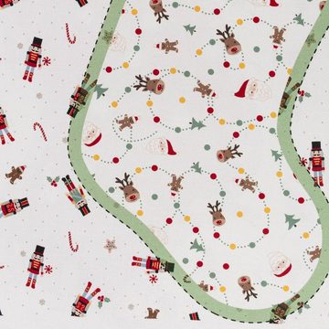 SCHÖNER LEBEN. Stoff 1 Stück Weihnachtsstoff BW Panel Digital Weihnachtstumpf weiß rot grün, allergikergeeignet