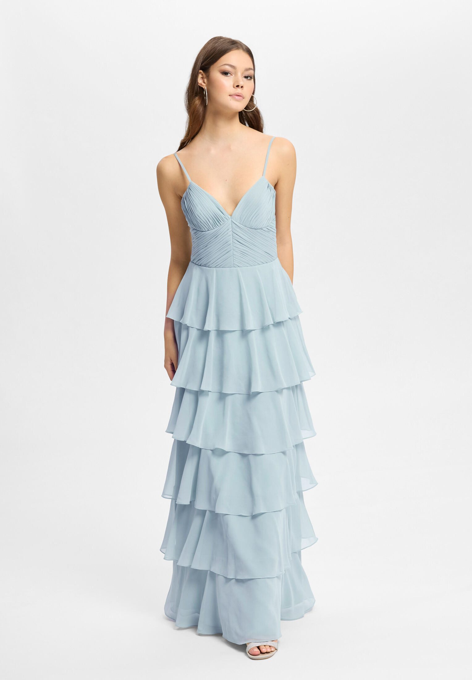 Abendkleid - Abendkleid aus Chiffon mit Volants