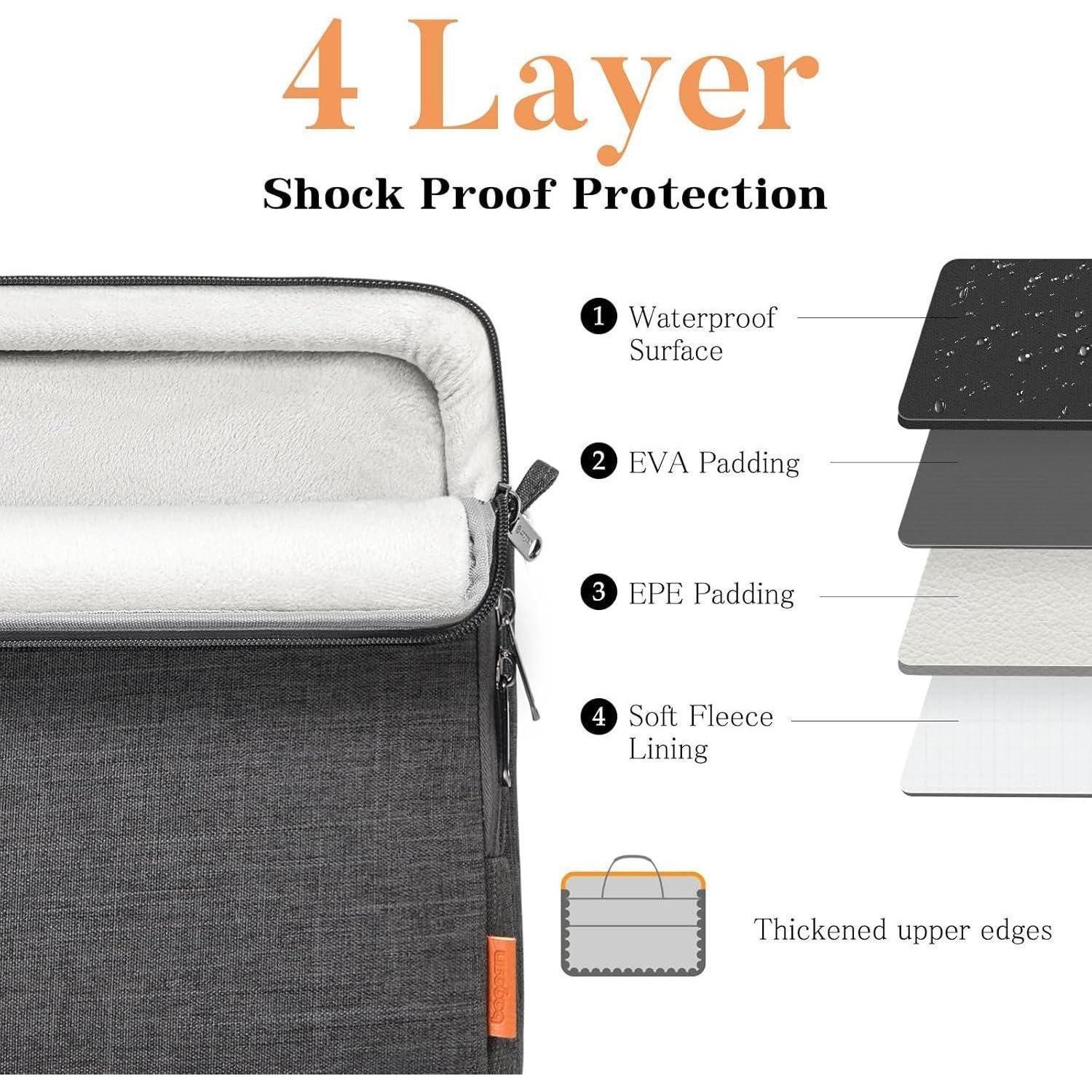LuxusKollektion Laptoptasche Laptoptasche 13-14 Zoll Wasserdicht Schultertasche Erweiterbar Schwarz