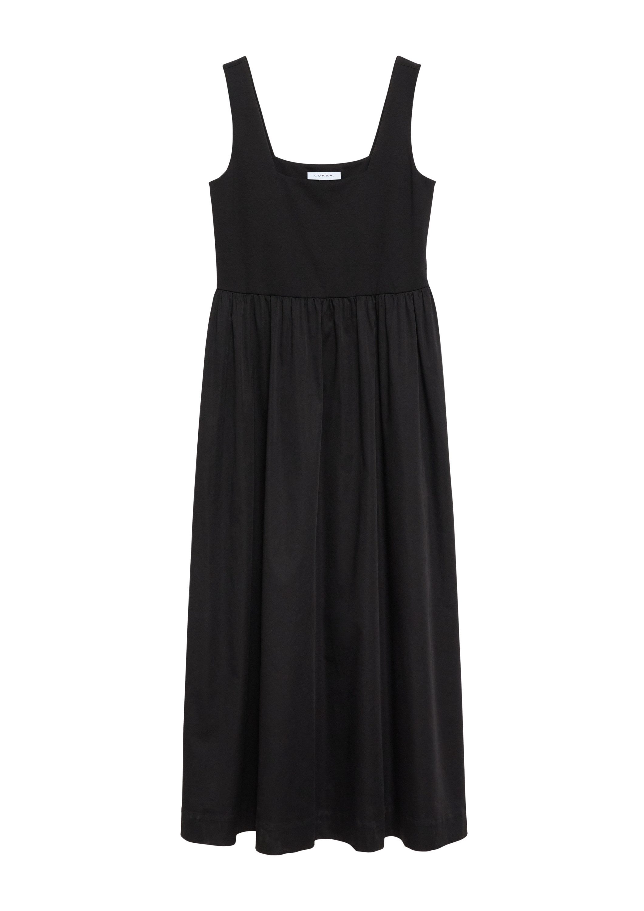 comma Midikleid Kleid Kleid im Fabricmix mit Popeline-Rock und Eingrifftaschen