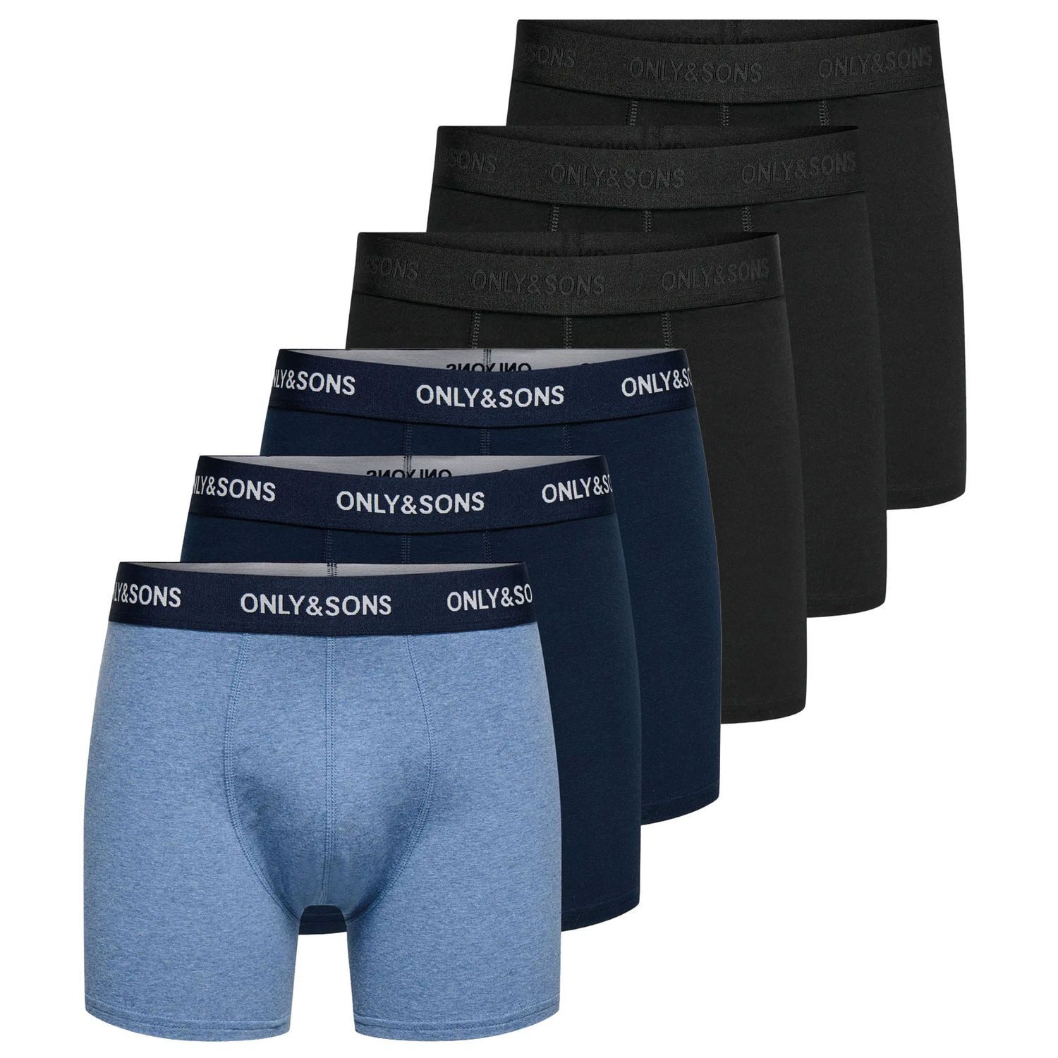 3 x schwarz / 3 x blau