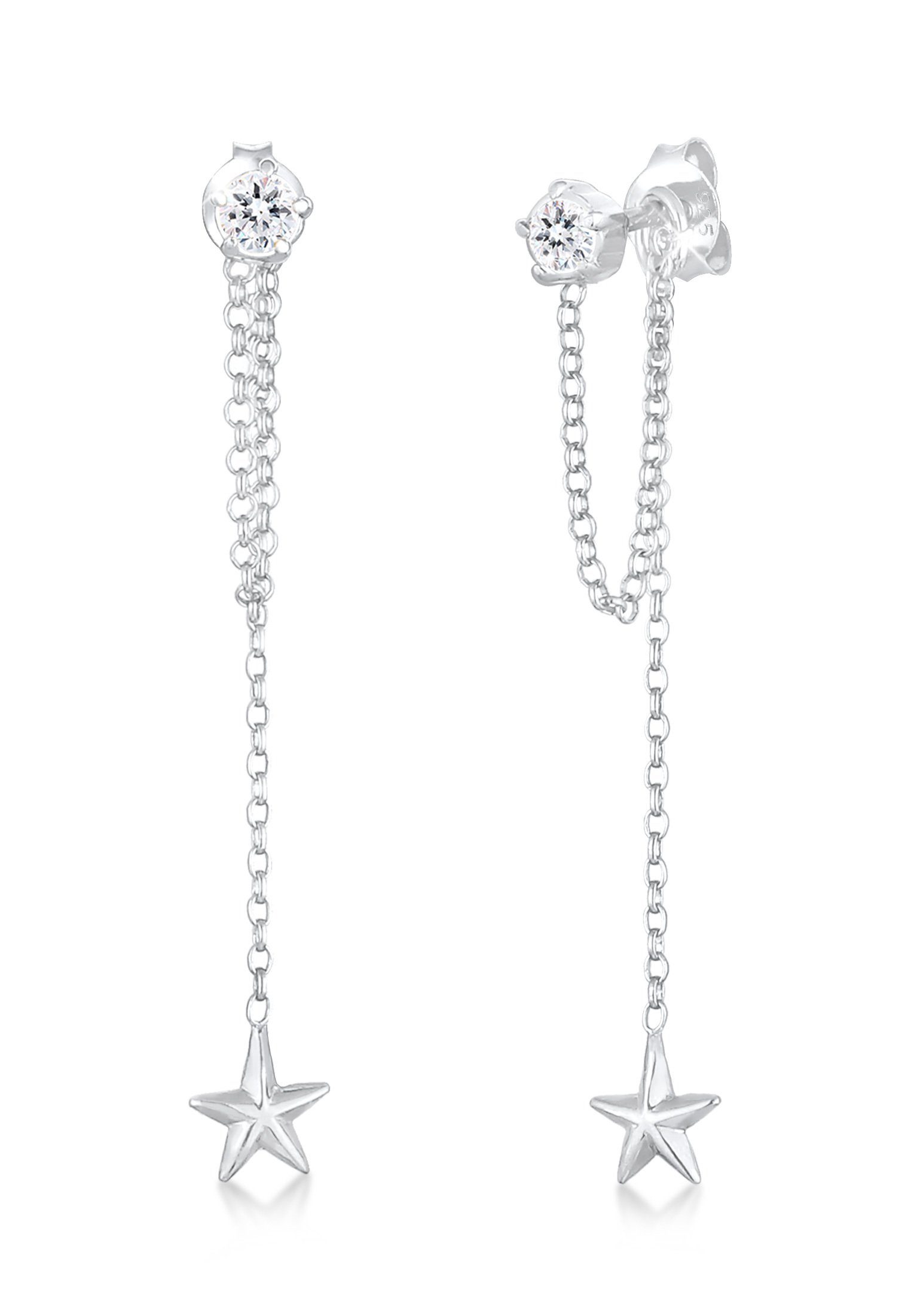 Paar Ohrhänger Sterne Ear Jacket 925 Silber, mit Kristallen von Swarovski®