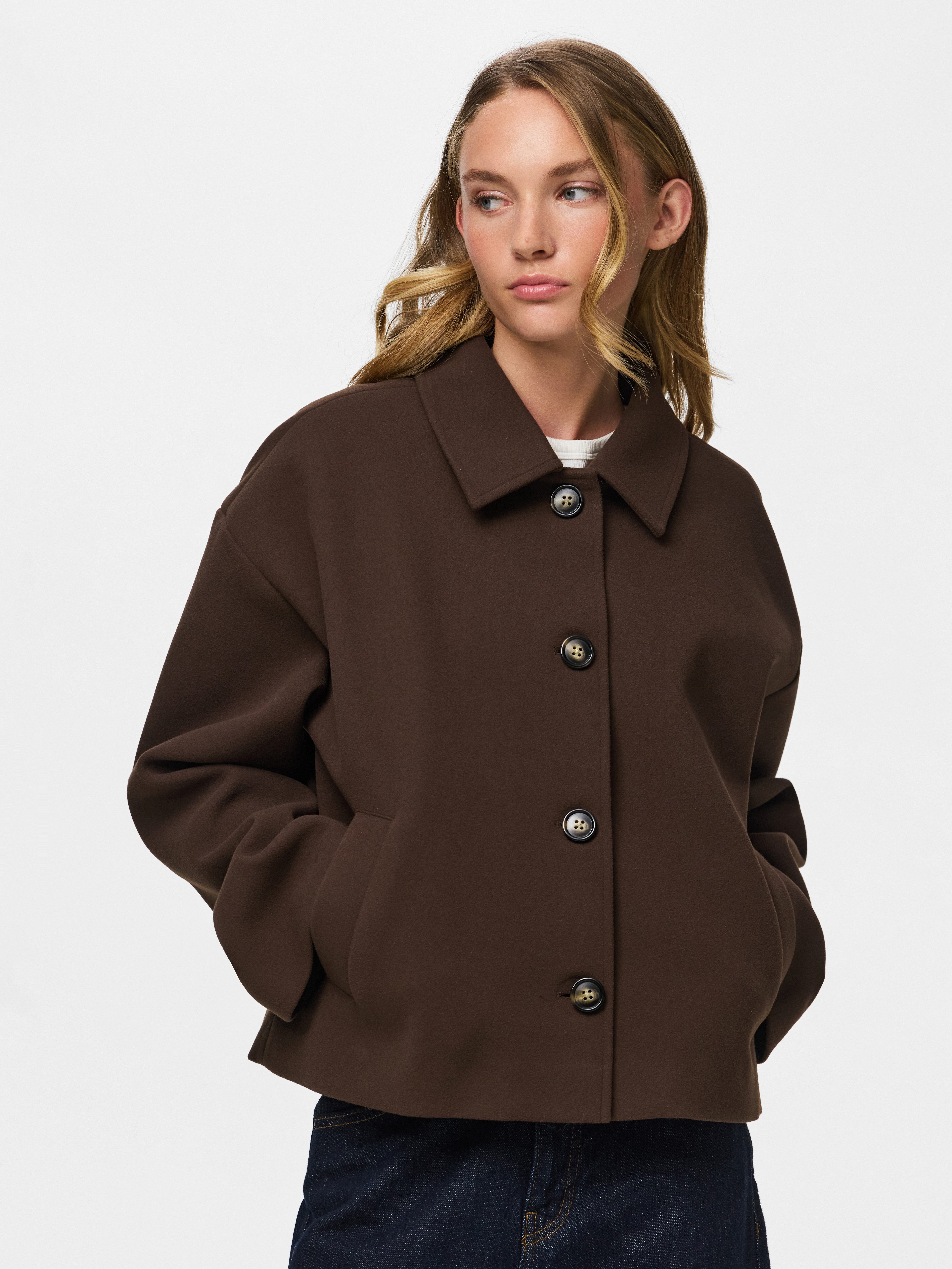 pieces Kurzjacke PCAYA SHORT COAT NOOS BC Kunstfaser