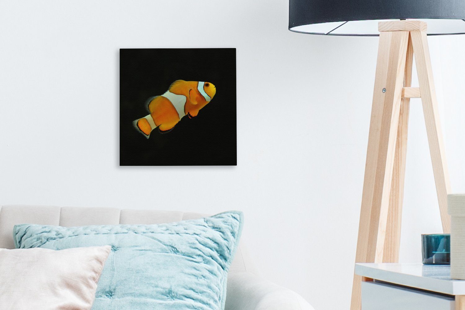 St), Bilder (1 Schlafzimmer für - Wohnzimmer Schwarz, Leinwand OneMillionCanvasses® Linie - Leinwandbild Fisch