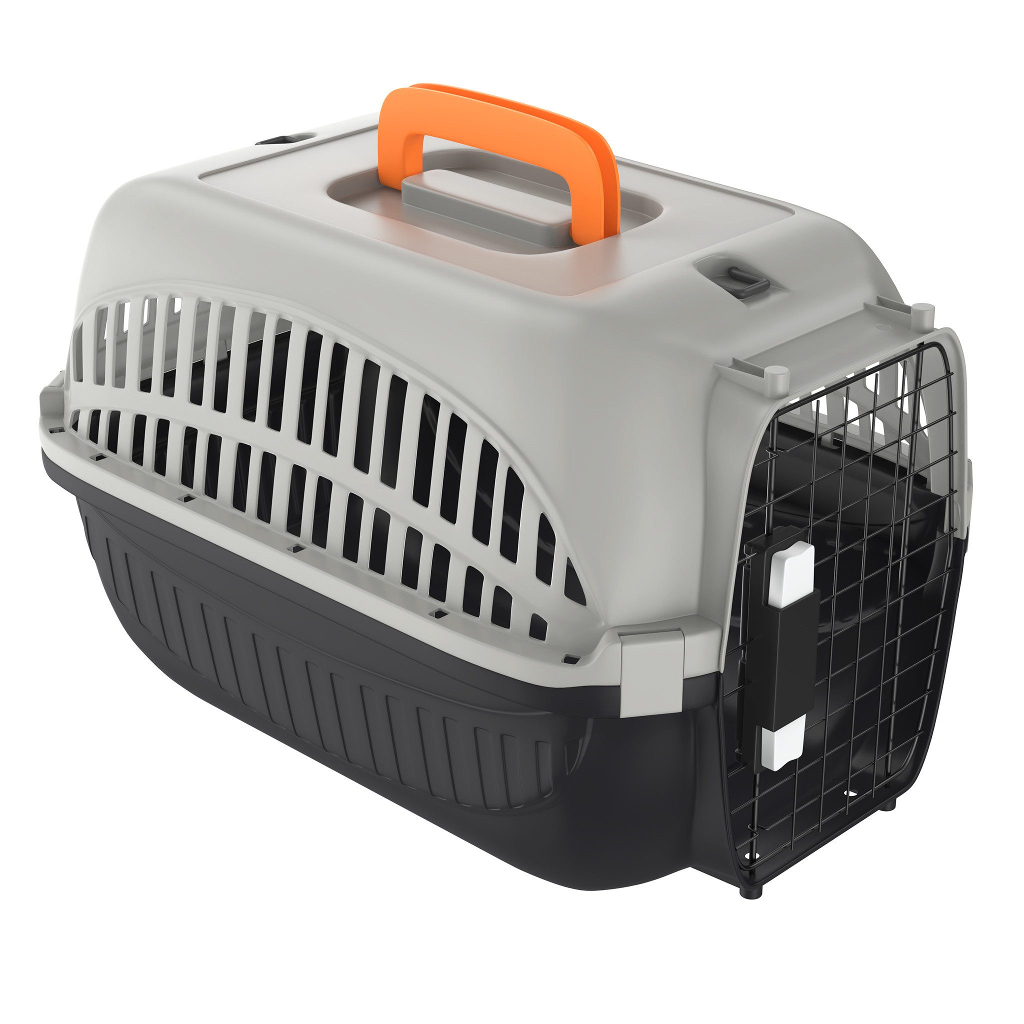 FIVMEN Tiertransportbox Hundetransportbox Transportbox aus Kunststoff mit Metallgitter, für kleine Hunde und Katzen, 48 x 32 x 32cm