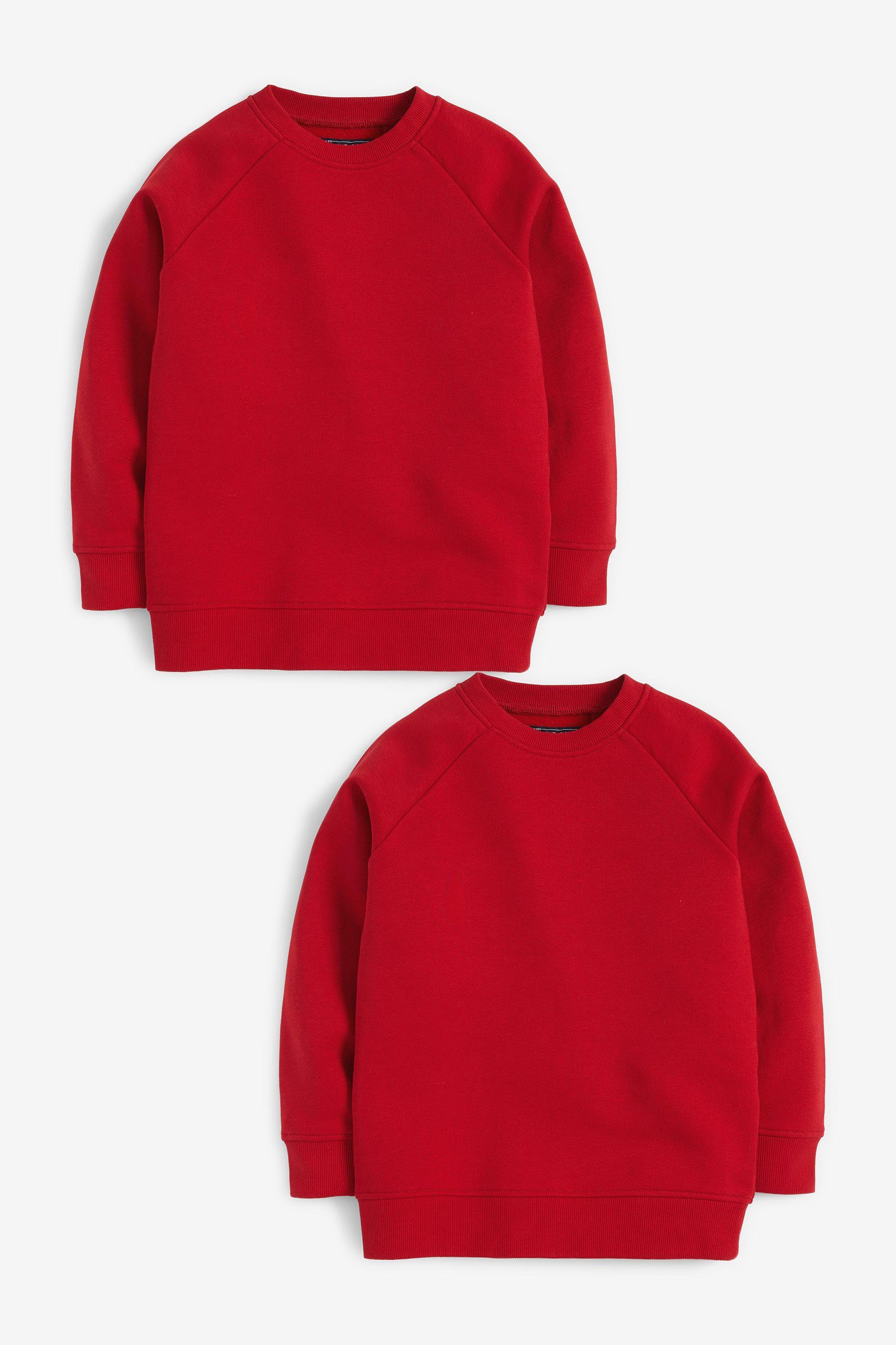 Next Sweatshirt Schulpullover mit V-Ausschnitt 2er-Pack (2-tlg) Red