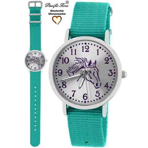 Pacific Time Quarzuhr Kinder Armbanduhr Pferd violett Wechselarmband, Mix und Match Design - Gratis Versand