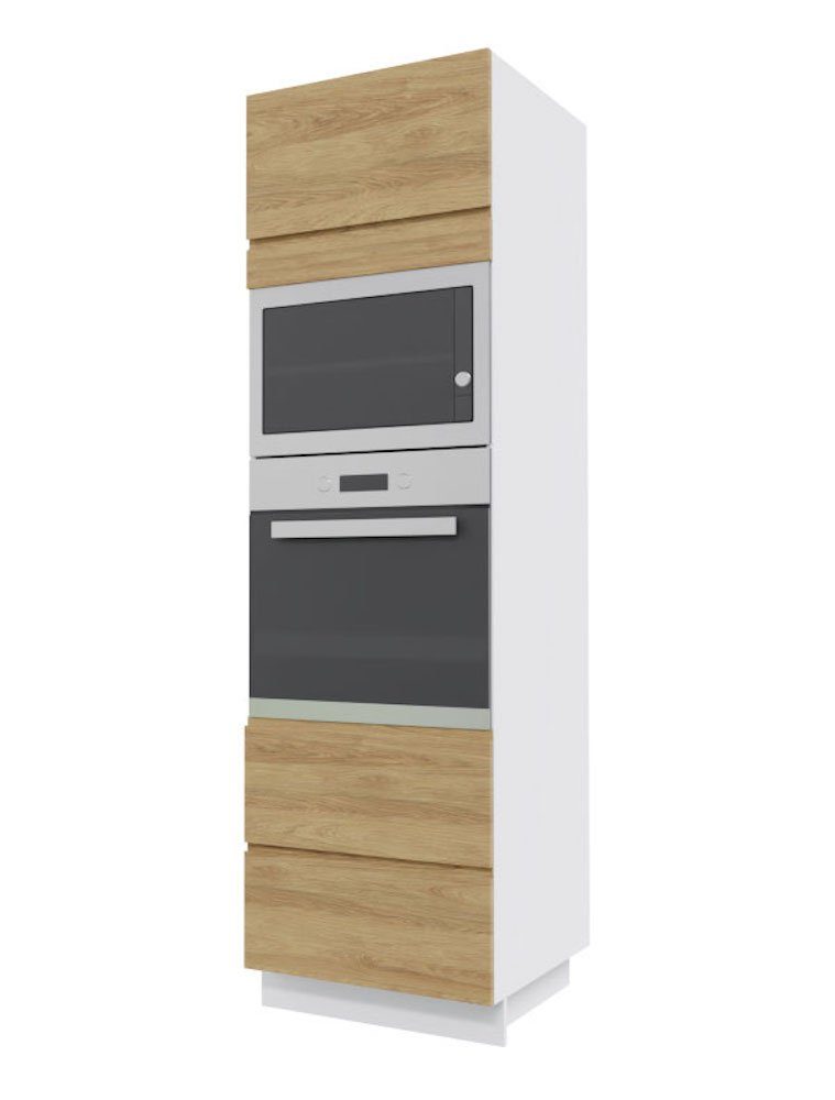 Feldmann-Wohnen Backofenumbauschrank Arezzo (1-St) 60x59x207cm grifflos eiche artisan / Eiche artisan (AZ-D14/RU/2M-284)