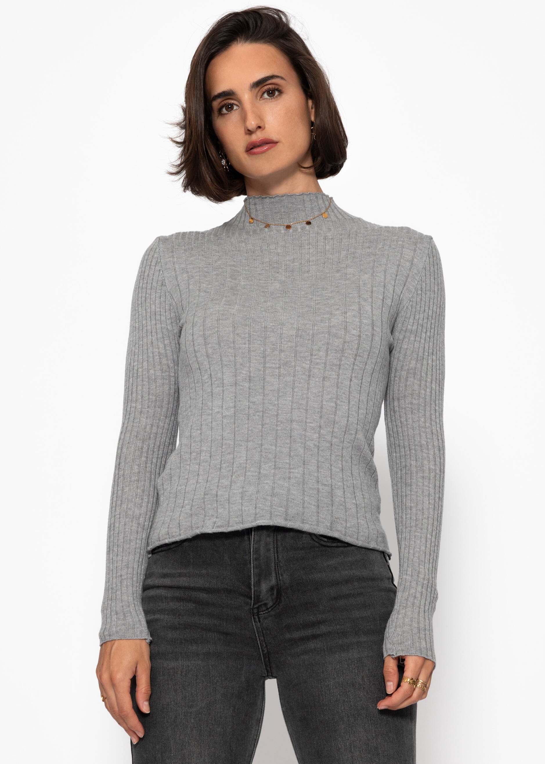 SASSYCLASSY Langarmshirt Rippstrickoberteil mit Stehkragen Damen günstig online kaufen