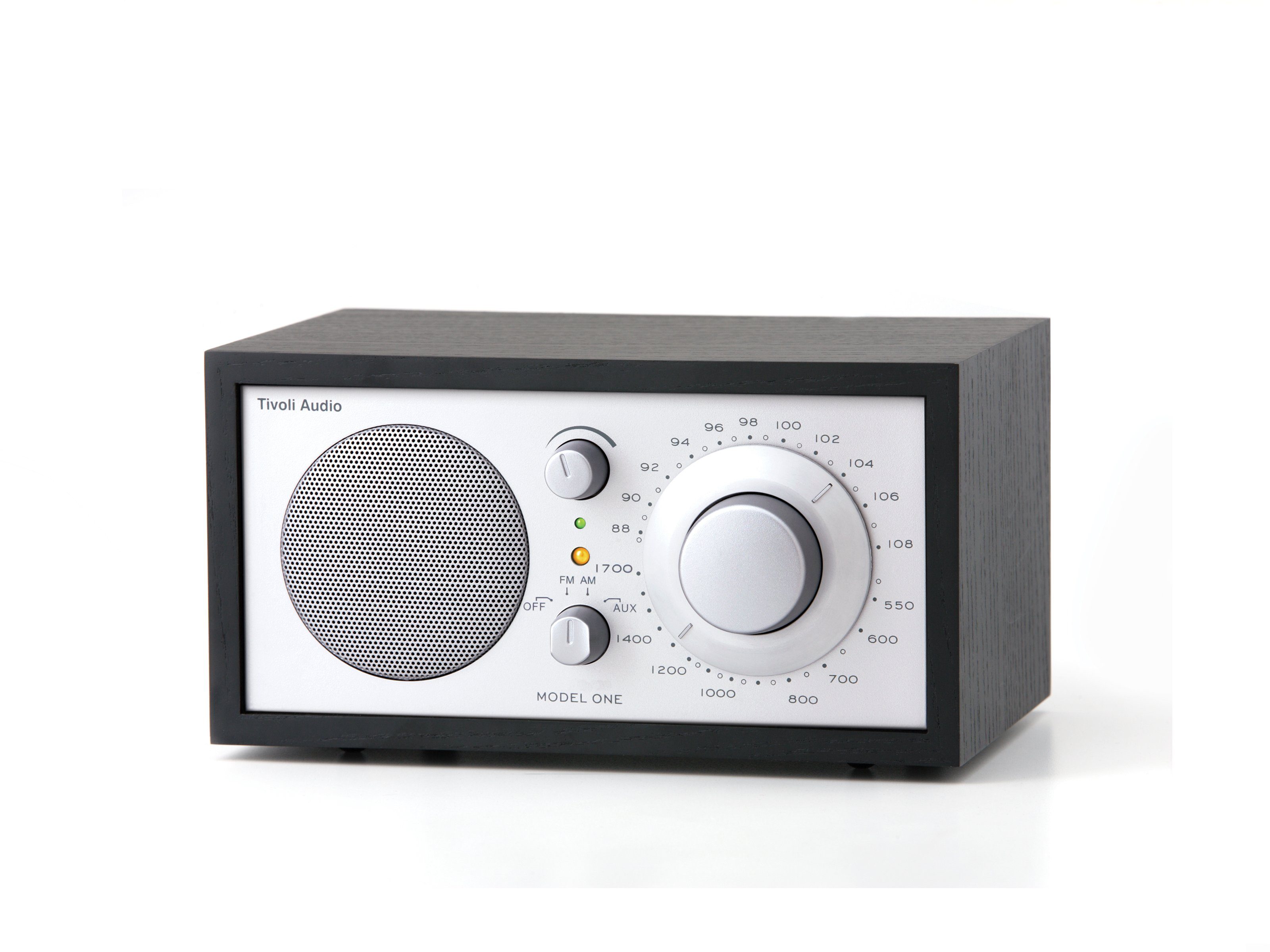 (FM-Tuner, Audio Küchen-Radio, Tivoli Echtholz-Gehäuse) Model Küchen-Radio One Schwarz/Silber Retro-Optik,