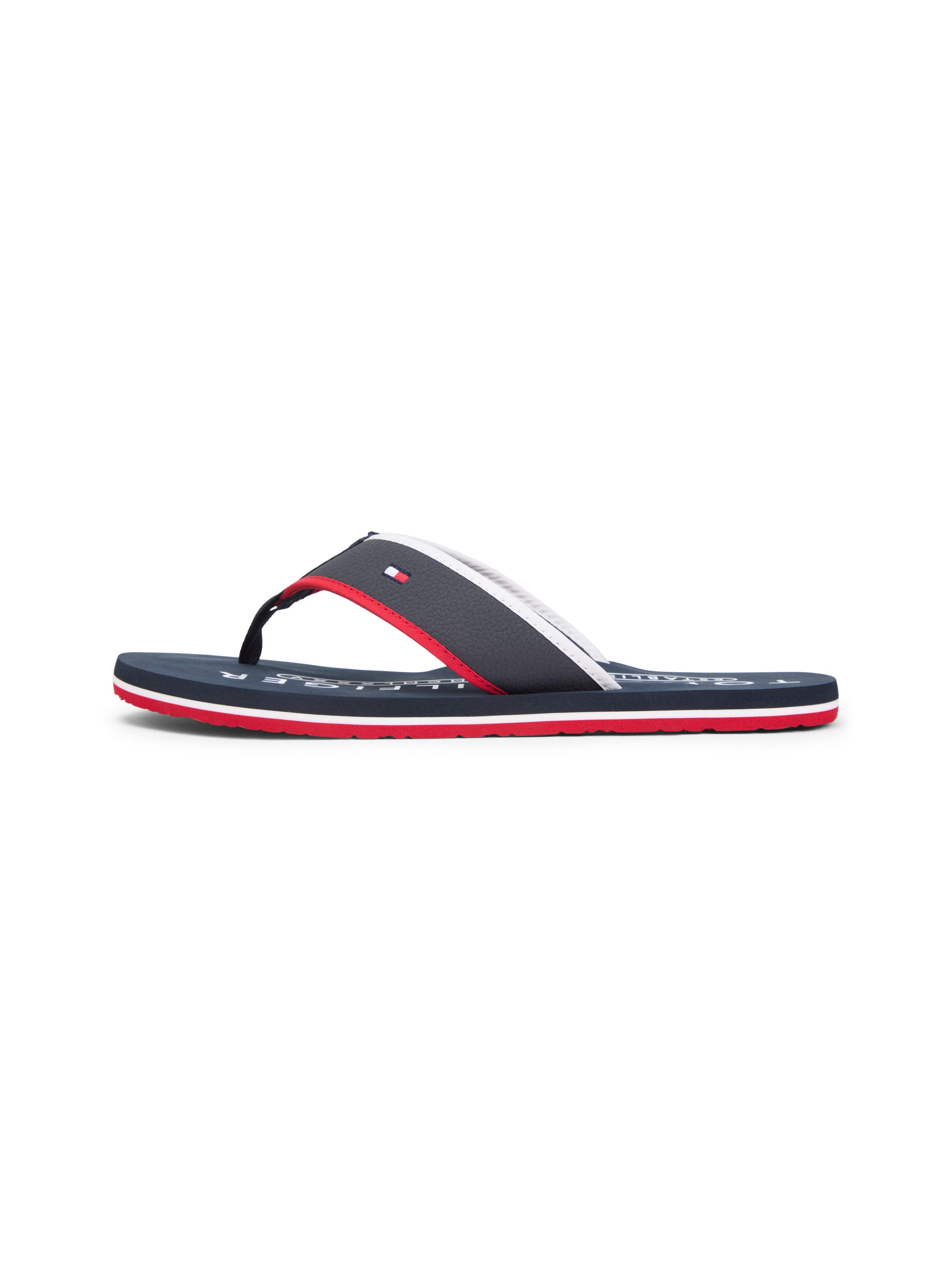 Tommy Hilfiger HILFIGER TUMBLE BEACH SANDAL Zehentrenner, Sommerschuh, Badeschuh mit dreifarbiger Laufsohle