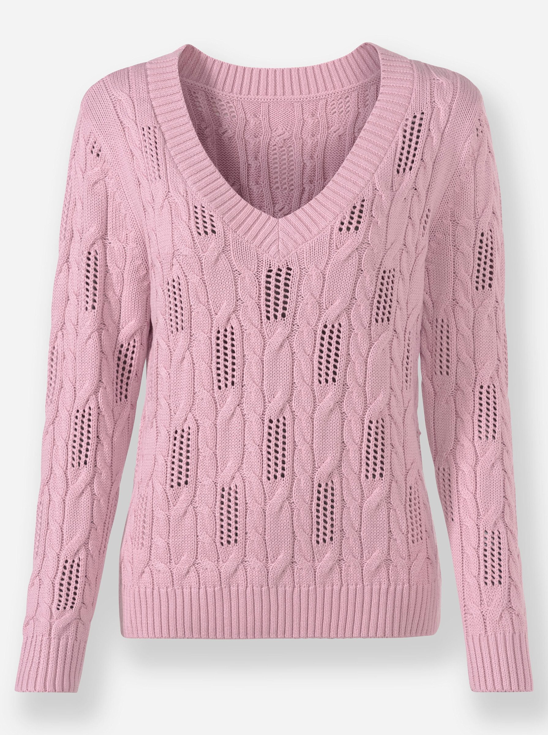 Strickpullover Pullover Langarm Ajour, Zopfmuster