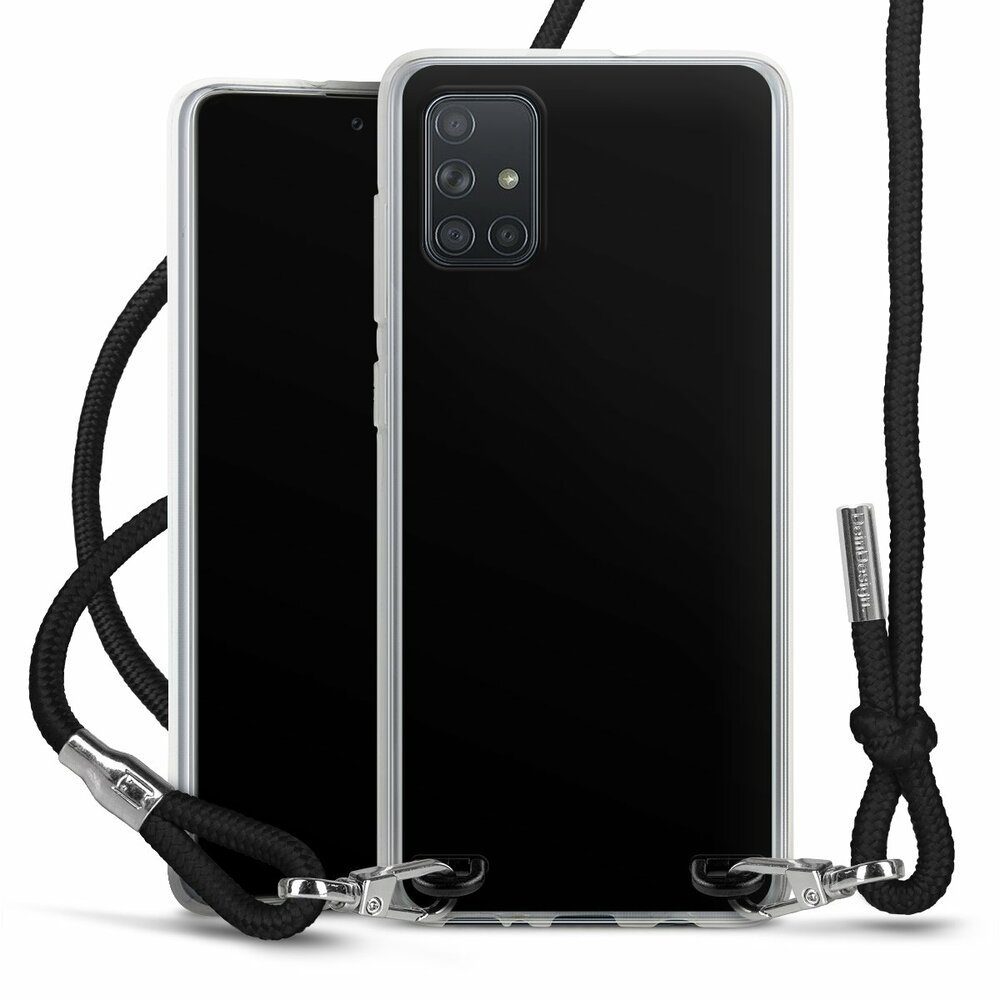 DeinDesign Handyhülle einfarbig schwarz Farbe Schwarz, Samsung Galaxy A71 Handykette Hülle mit Band Case zum Umhängen
