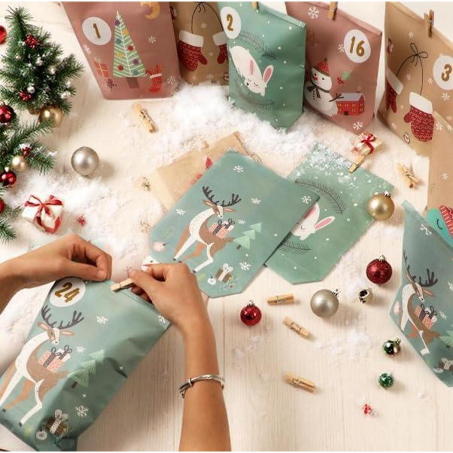 LuxusKollektion DIY-Adventskalender Adventskalender Geschenktüten 24 Nummernaufkleber Colorful