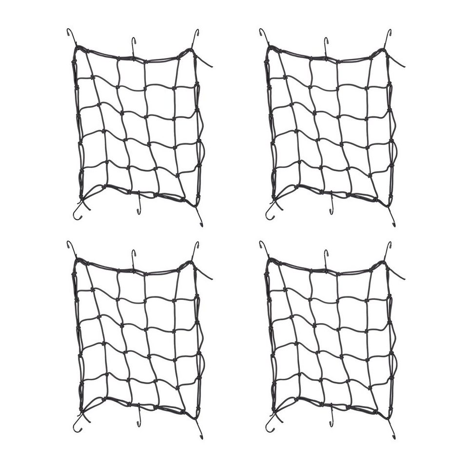 relaxdays Fahrrad-Gepäckträger 4er Set Gepäcknetz Motorrad & Fahrrad