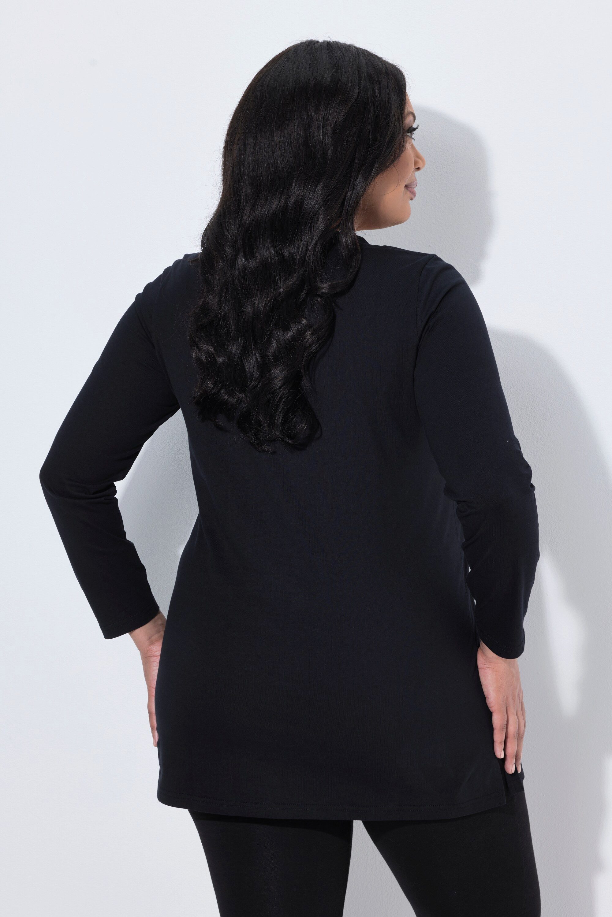 Ulla Popken Longshirt Longshirt A-Linie Stehkragen Langarm – Bild 3 von 4