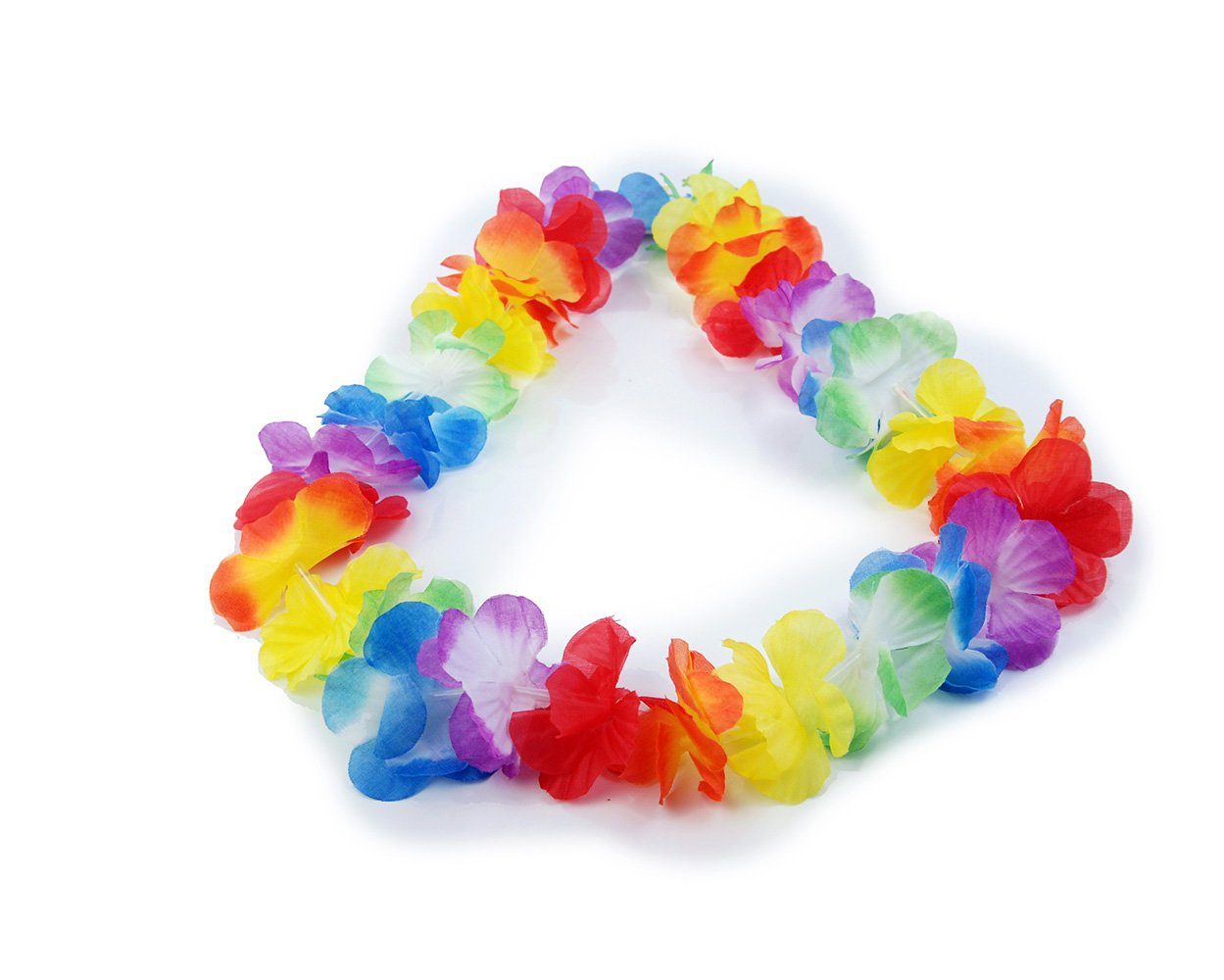 partydeco Kostüm, Hawaii Blumenkette / Hawaiikette regenbogenfarben 90cm bunt