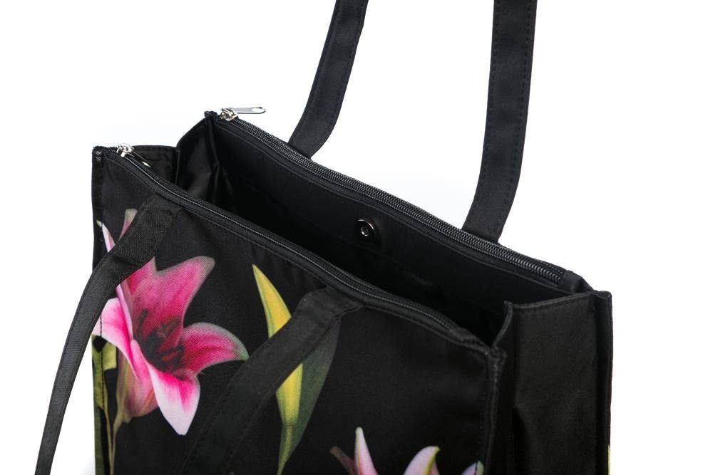 Luckyweather not just any other day Shopper Einkaufstasche Shopping Bag Twinbag Motiv LILIEN (1-tlg., 1 Stück Shopping Bag), Schultertasche beidseitig bedruckt mit Motiv bedruckt