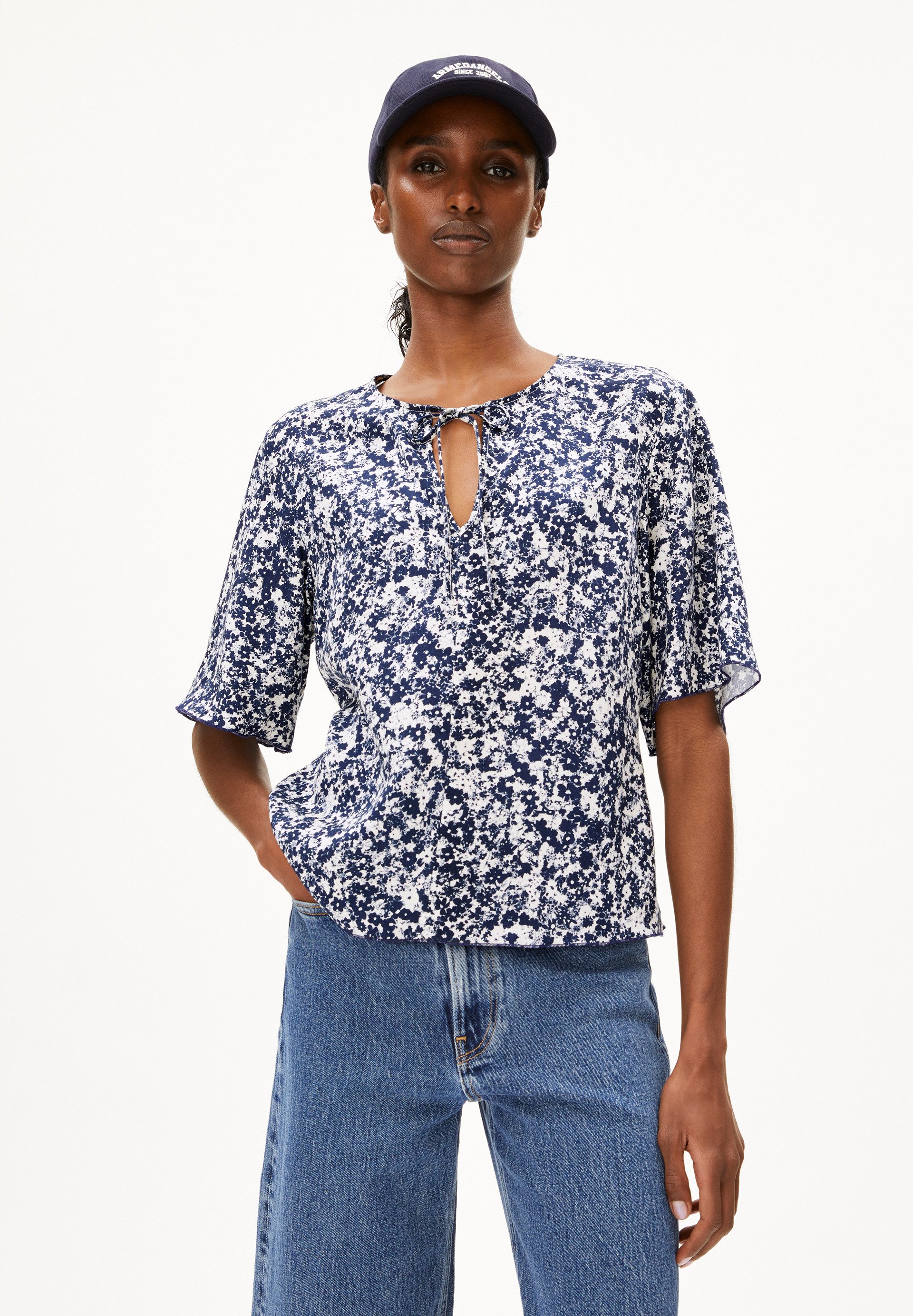 Armedangels Kurzarmbluse ANDRIKAA MOSAIC LINO Bluse günstig online kaufen
