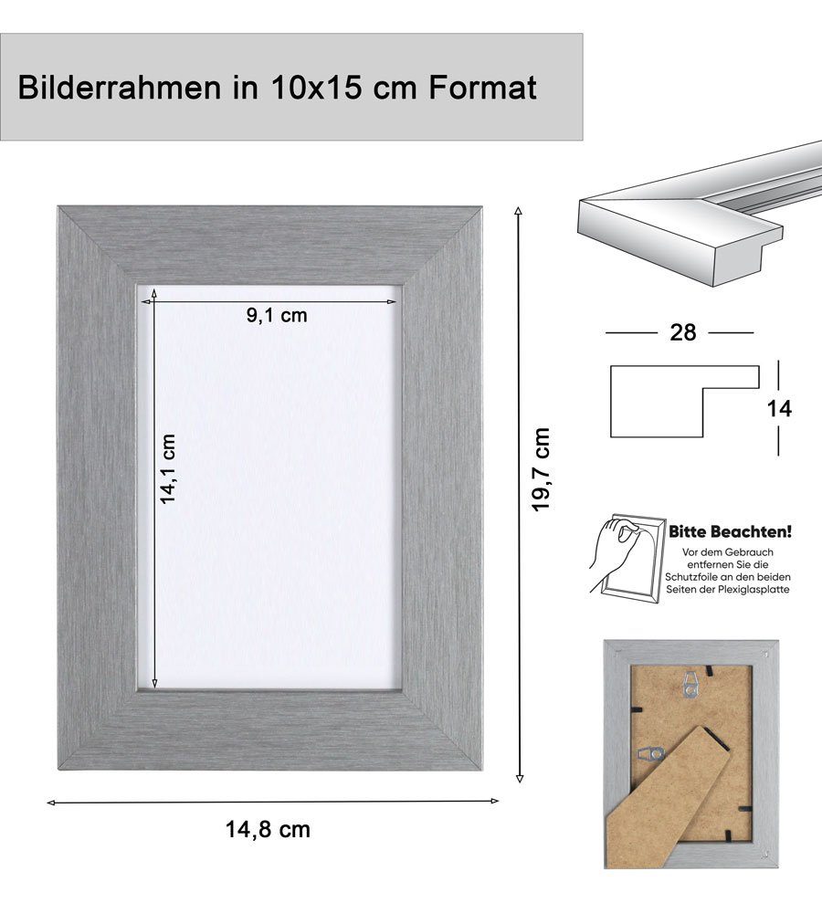 IDEAL TREND Bilderrahmen Bilderrahmen Holz Rahmen Plexi Acryl Collage Wanddeko Poster quadratis, für 1 Bilder (1 St), Natürliche Holzmaserung sichtbar, leichte Farbabweichungen möglich