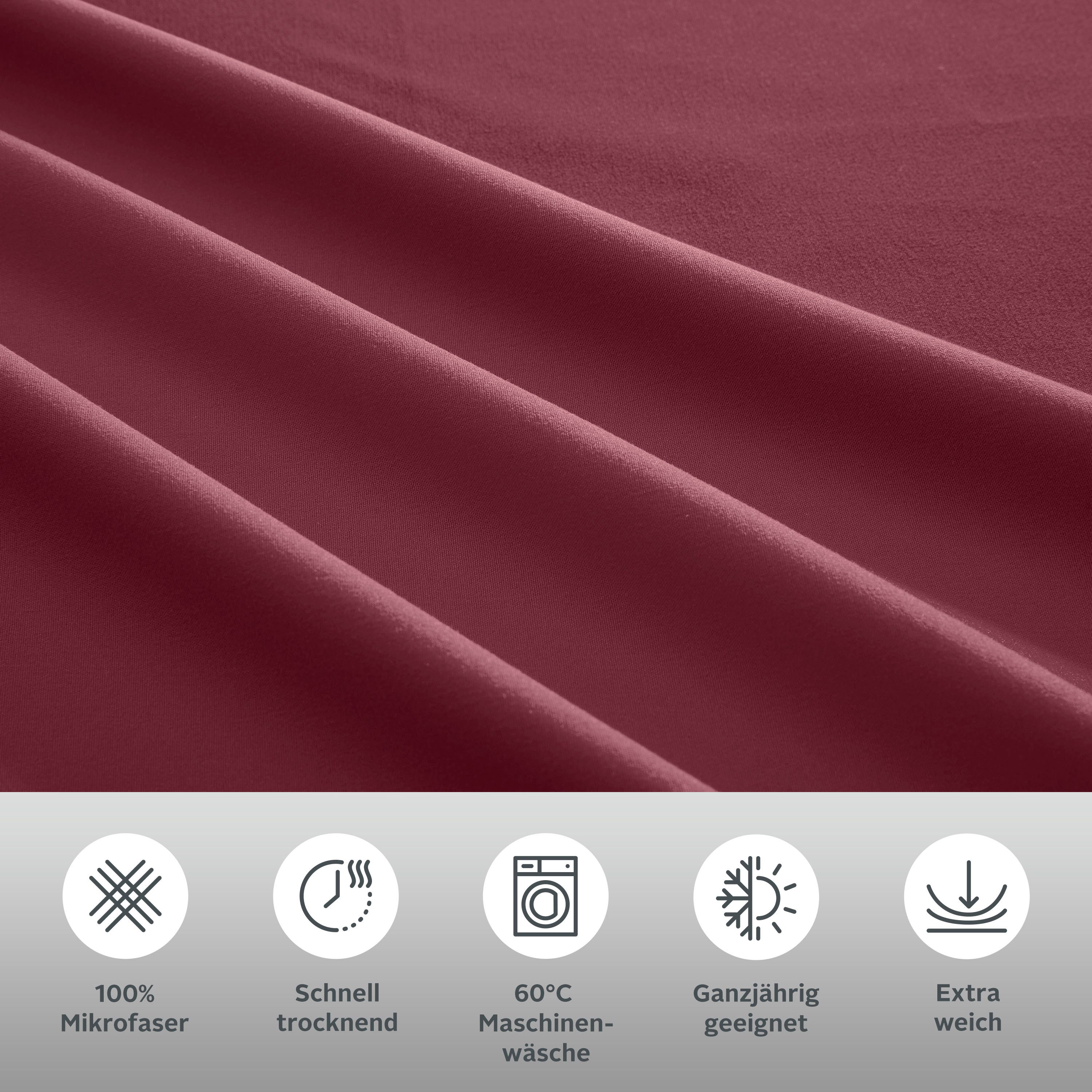 OTTO home Wendebettwäsche Desner2 100% Microfaser, extra weich, allergikerfreundlich, Microfaser, 2 teilig, Premium Qualität, uni, schnell trocknend, pflegeleicht, ab 135x200 cm