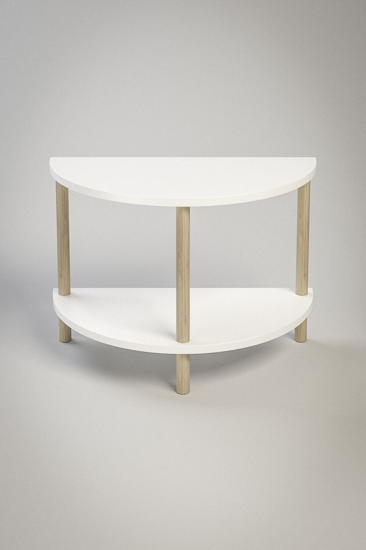 en.casa Couchtisch, Halbrund, 2 Ablagen, werkzeuglose Montage 91332213