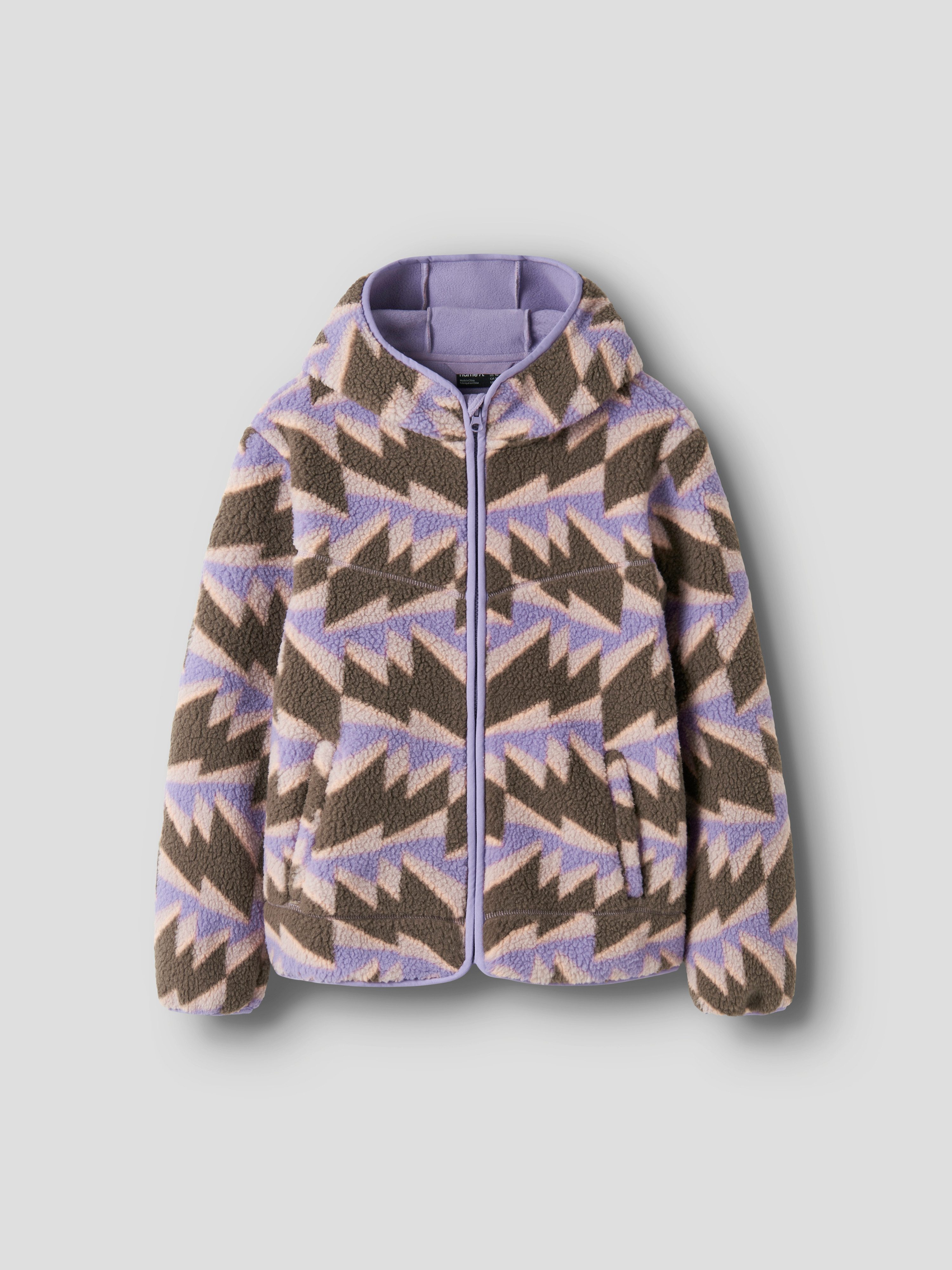 Name It Kapuzenplüschjacke NKFMAVI TEDDY JACKET AOP Kunstfaser