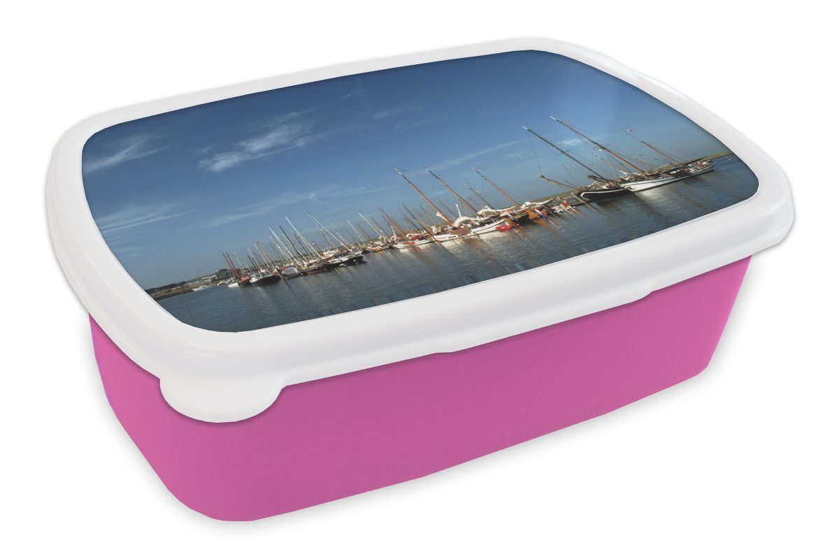 Snackbox, bei Kinder, Ameland, (2-tlg), Brotdose Ein Kunststoff, MuchoWow Brotbox Erwachsene, Kunststoff Lunchbox rosa für Mädchen, Hafen