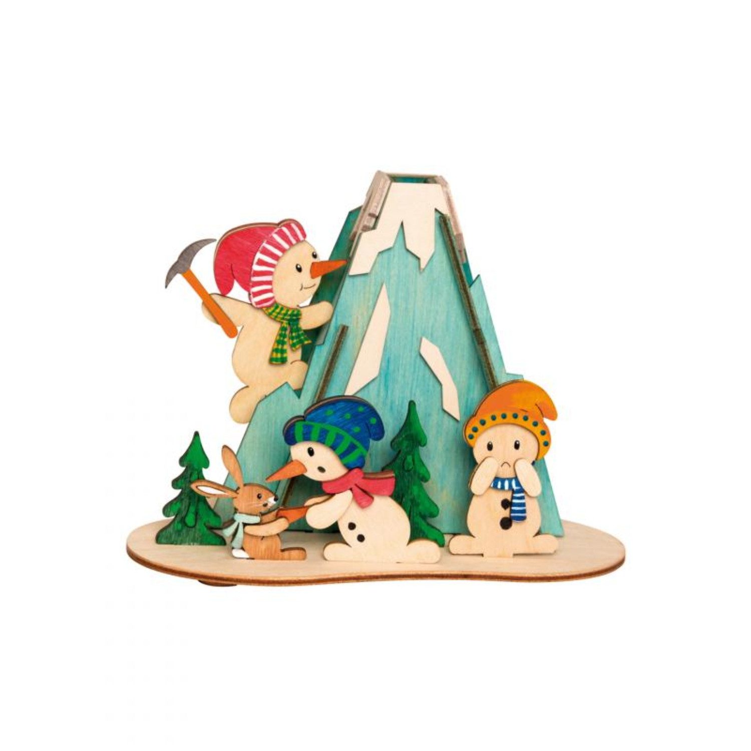 Kuhnert Kreativset Kuhnert Bastelset Rauchhaus Schneemann, 100% Made in Germany, Erzgebirgische Holzkunst