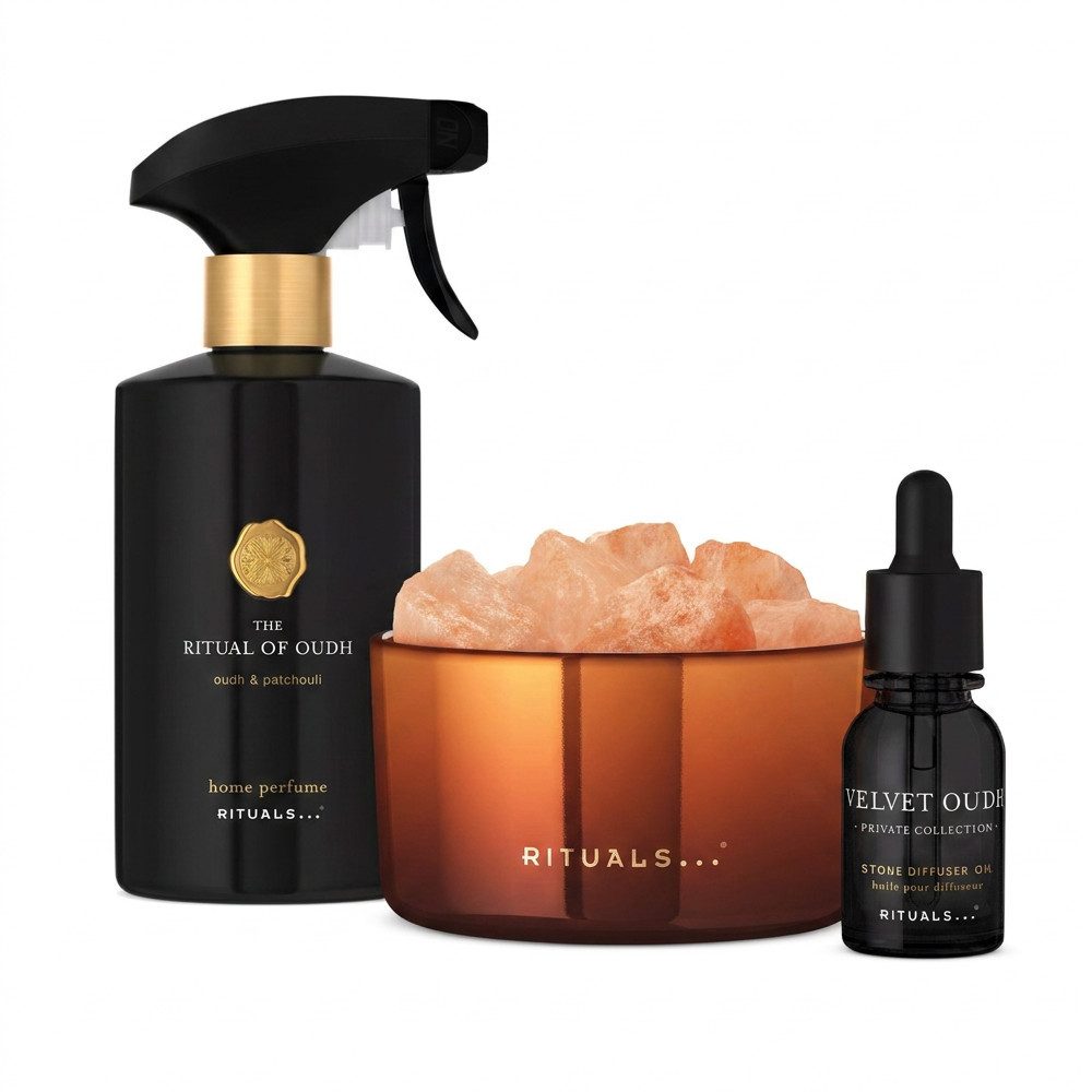 Rituals Raumduft Rituals Oudh Raumspray und Velvet Oudh Salzstein Home Duo (Harmonisch abgestimmtes Oudh Duft Duo für stilvolle Wohnräume)