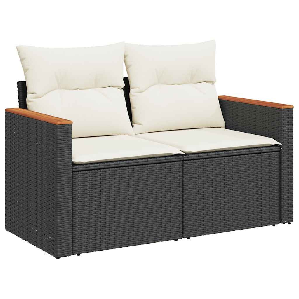 vidaXL Gartenlounge-Set 5tlg. Garten-Sofagarnitur mit Kissen Schwarz Poly Rattan, (1-tlg)