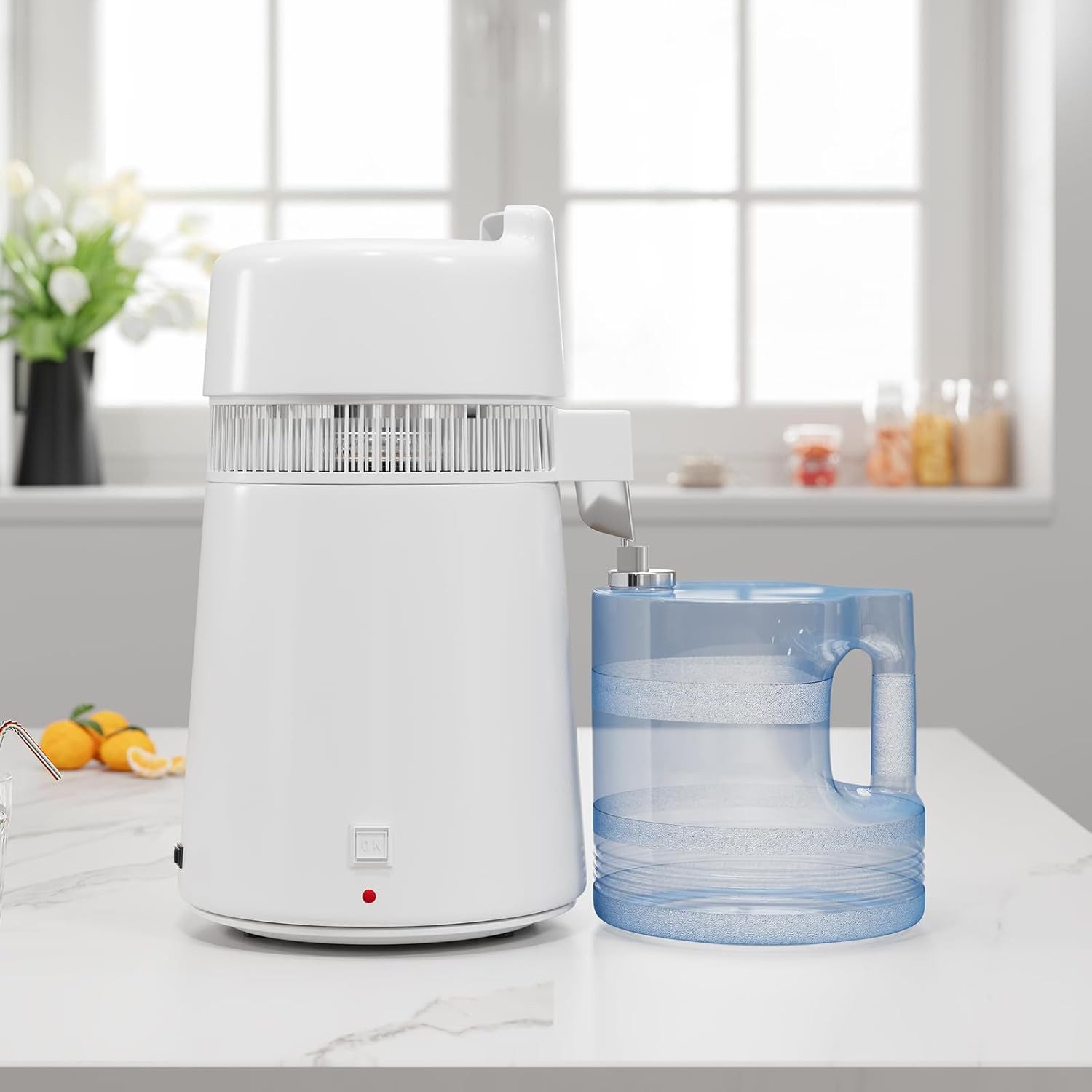 GarveeMore Wasserdestilliergerät 6L-Edelstahl-Destilliergerät mit Kunststoffbehälter, Trinkwasserfilter-Set, produziert Wasser mit einer Reinheit von 2 ppm