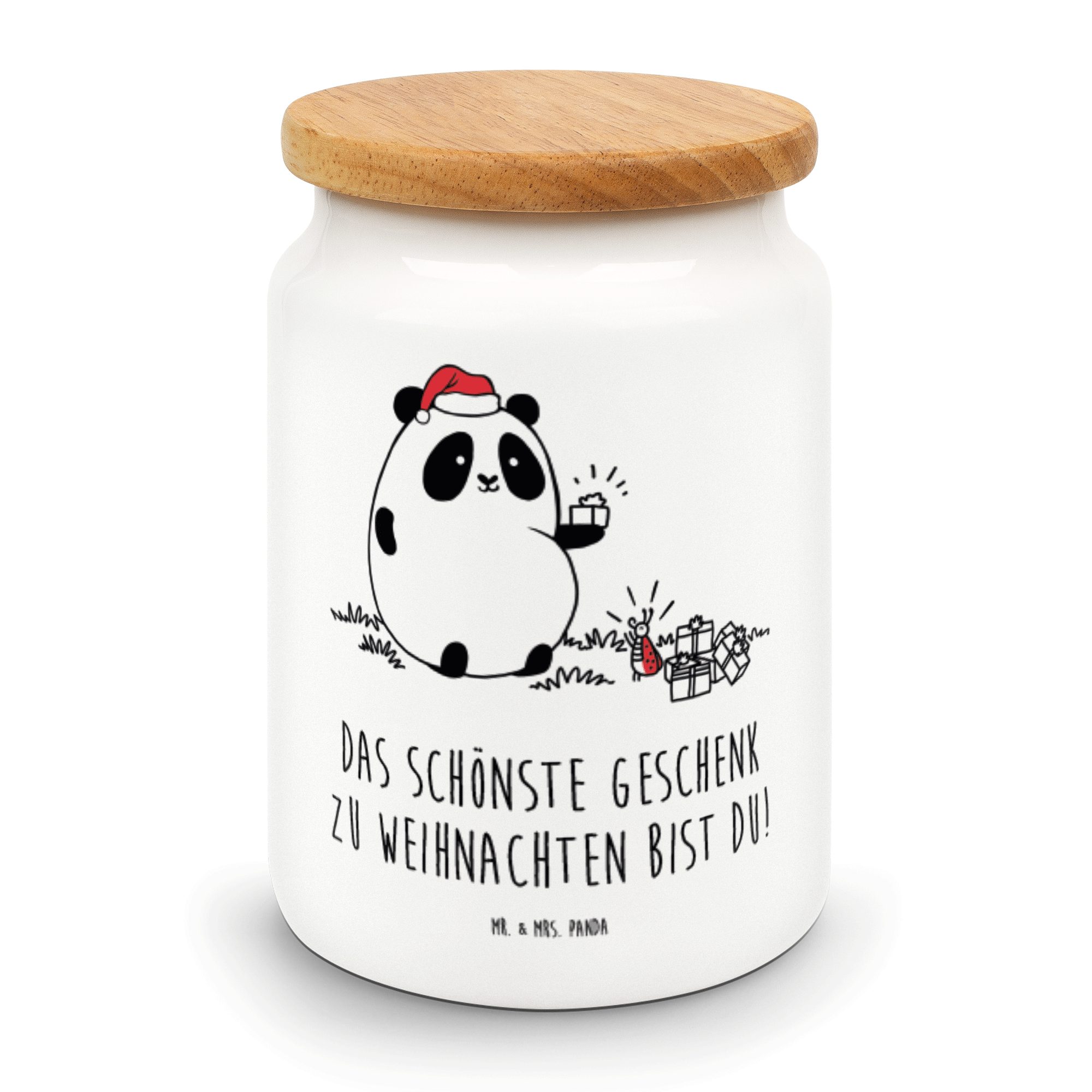 Mr. & Mrs. Panda Vorratsdose Easy & Peasy Weihnachtsgeschenk - Weiß - Keksdose, Leckerlidose, Dose, Keramik, (1-tlg)