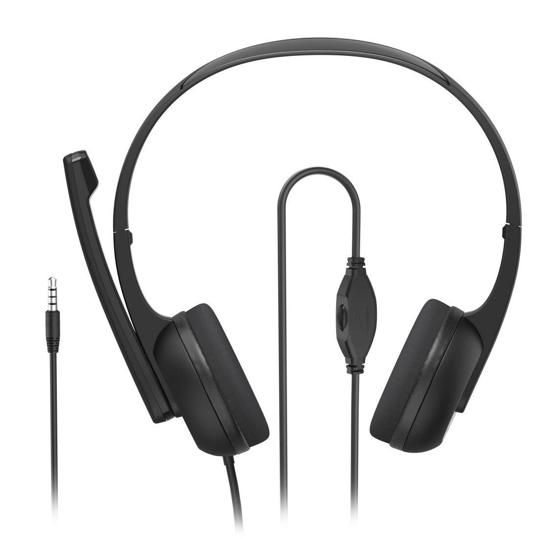 Hama PC-Office-Headset "HS-P150 V2", Stereo, Schwarz, Headset PC-Headset (Frequenzbereich Mikrofon + Kopfhörer: 100 Hz-6 kHz + 20 Hz-20 kHz)