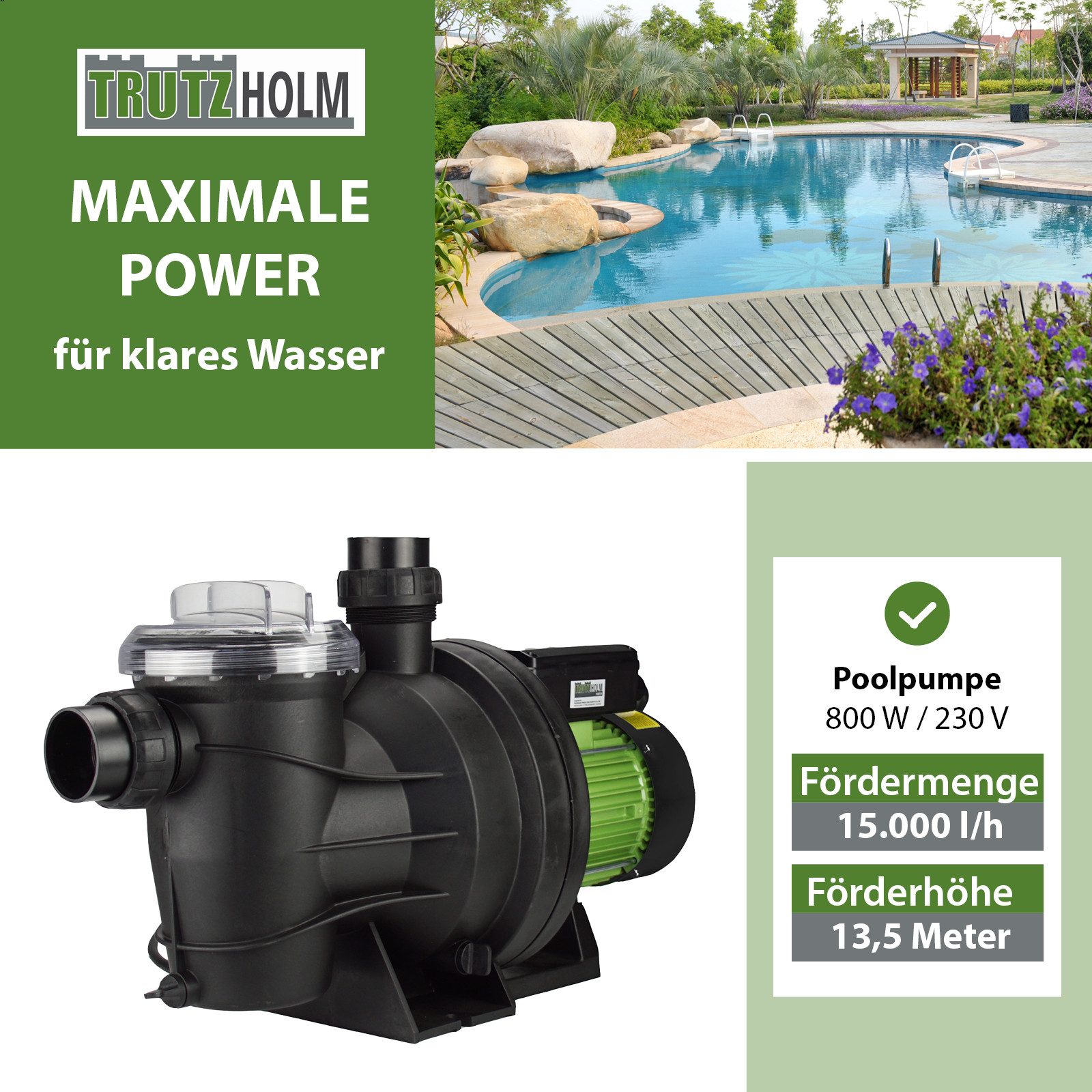 TRUTZHOLM Pool-Filterpumpe Schwimmbadpumpe Poolpumpe Umwälzpumpe Filterpump günstig online kaufen