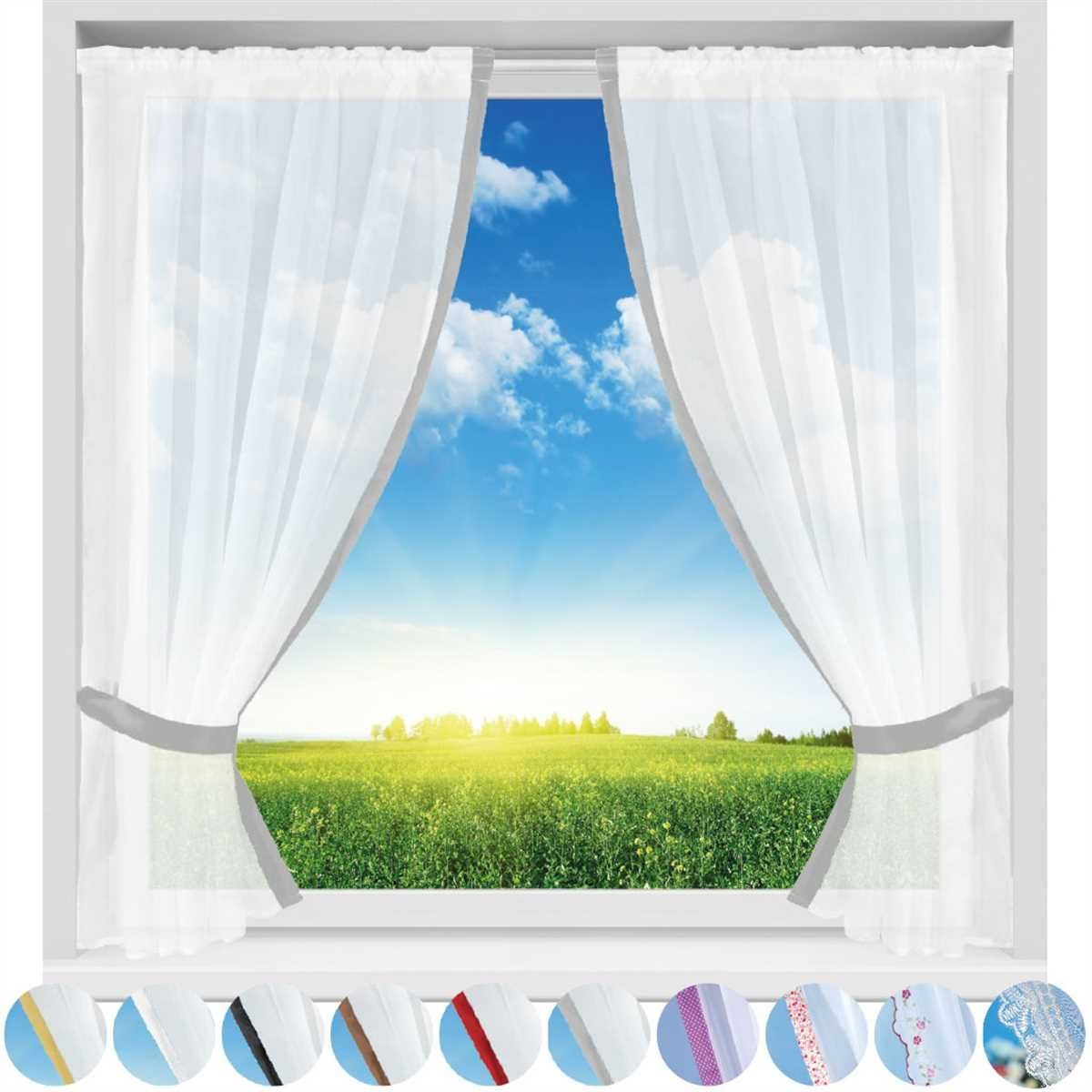 Vorhang, Arsvita, Stangendurchzug, transparent, (2 Schlaufenschals, Gardinenset Raffhalter) Voile Grau 120cm 140cm x 2 (BxL)