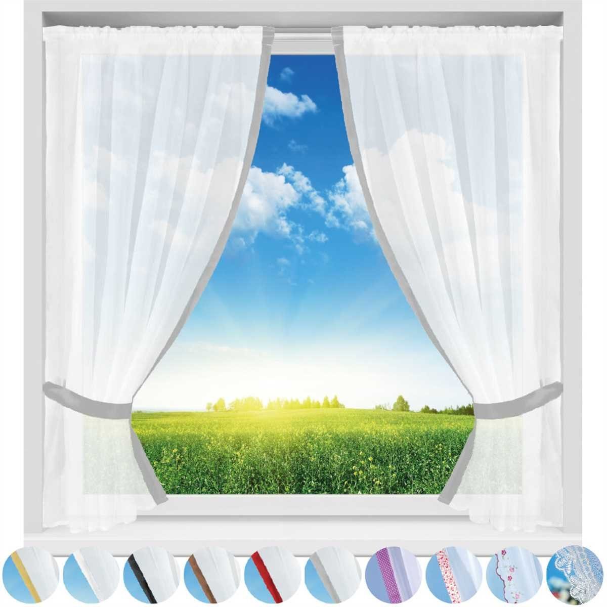 Arsvita Vorhang, Stangendurchzug, transparent, Gardinenset (2 Schlaufenschals, 2 Raffhalter) 140cm x 120cm, Voile
