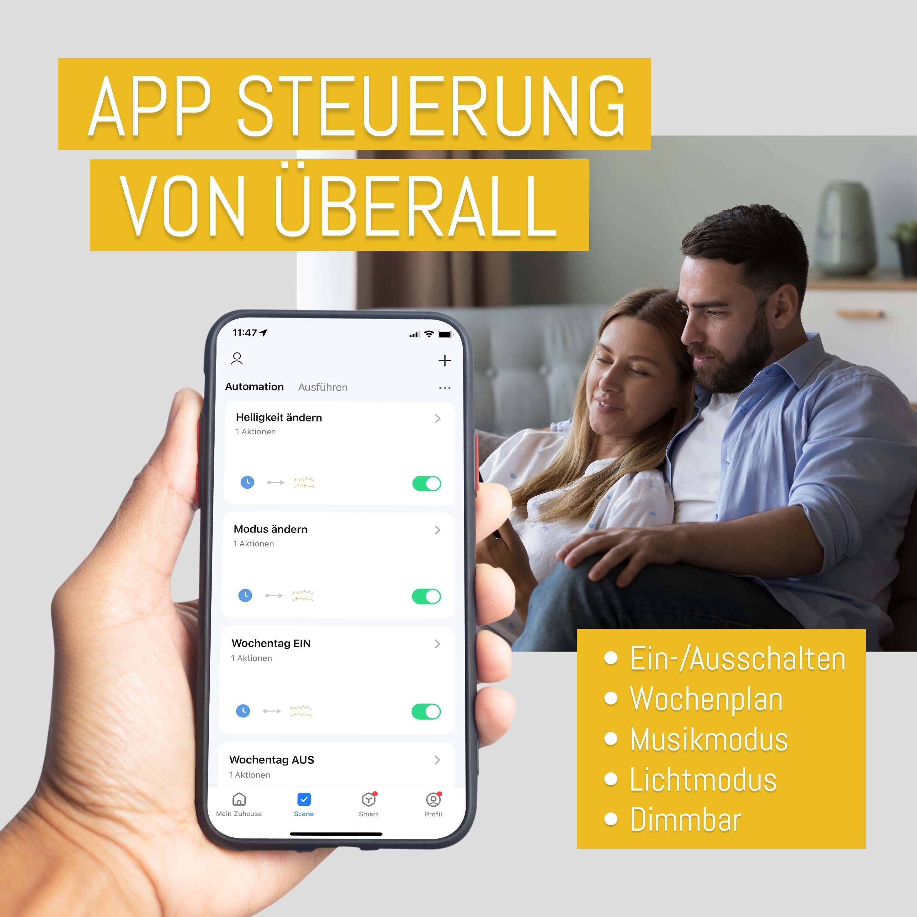 COZY HOME Lichterkette Sterne für Kinder, mit APP steuerbar, Batterie & Stecker, 20 warmweiße Sterne, 8 Modi, Dimmbarkeit & Musikmodus