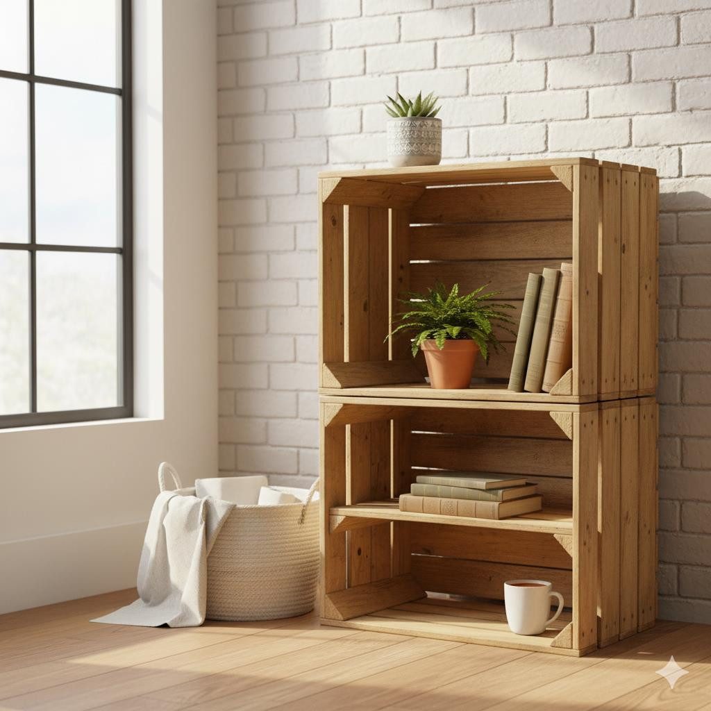 Teramico Holzkiste Obstkisten SET Vintage Natur mit Zwischenbrett Längs 50 günstig online kaufen