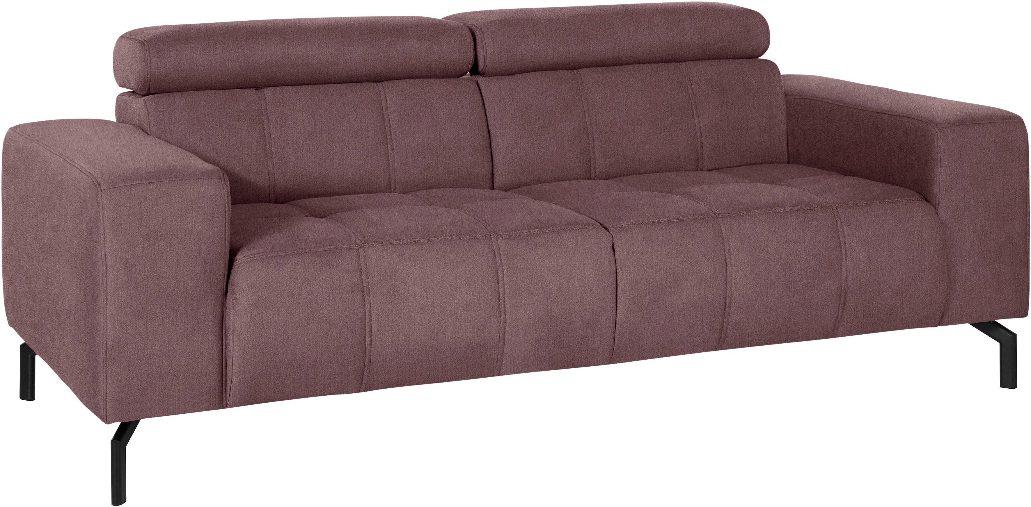 DOMO collection 2-Sitzer Cunelli zeitlos und elegant, moderne Sitznähte als Designelement, wahlweise mit 6-fach verstellbaren Kopfteilen, fester Sitzkomfort