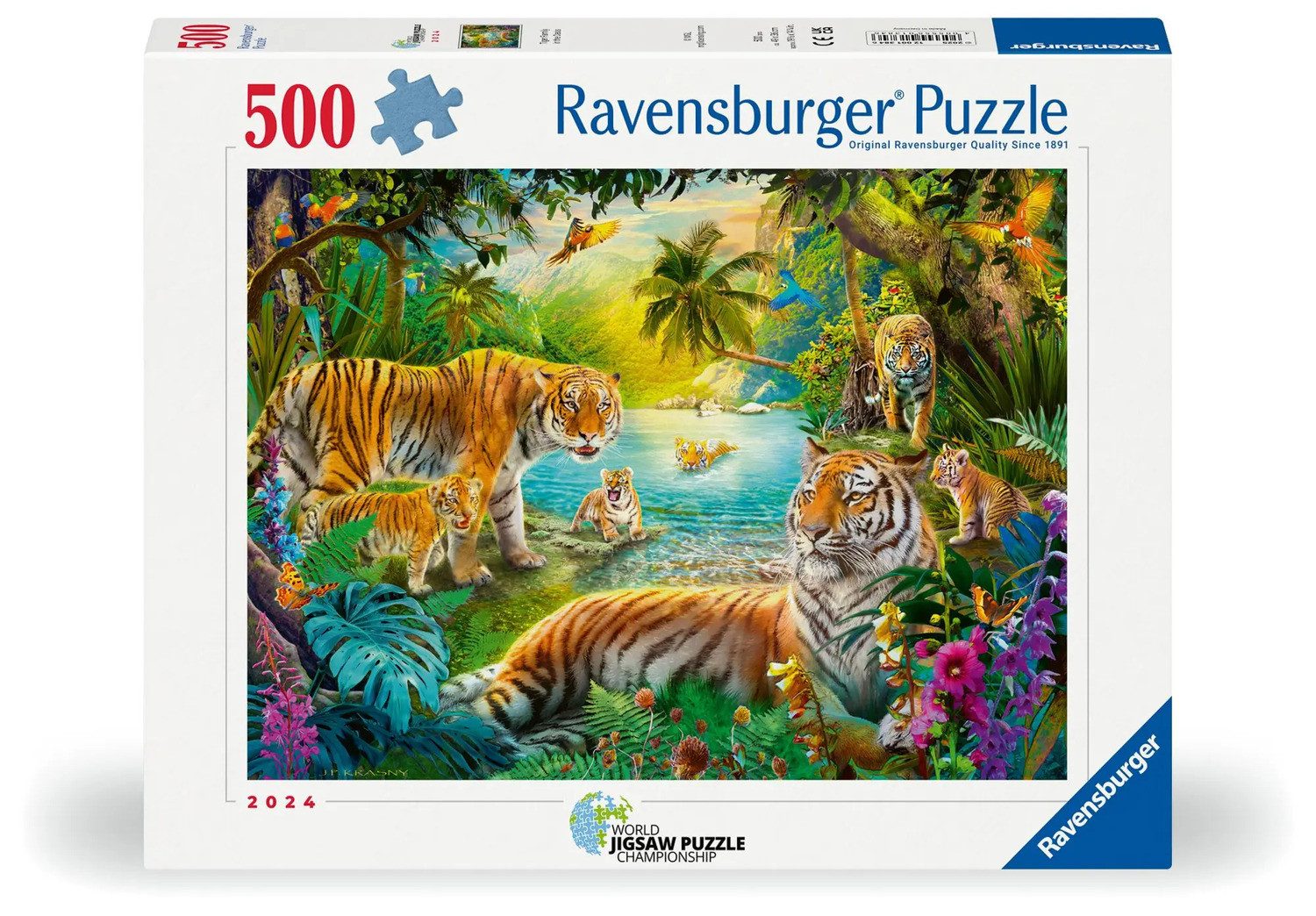 Puzzle Erwachsenenpuzzle 500 Teile - Tigerfamilie in der Oase