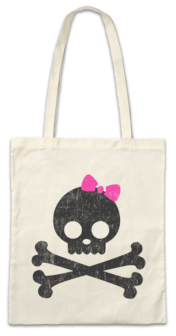 Beuteltasche Girlie Skull & Bones Stofftasche Schädel Totenkopf Totenschädel