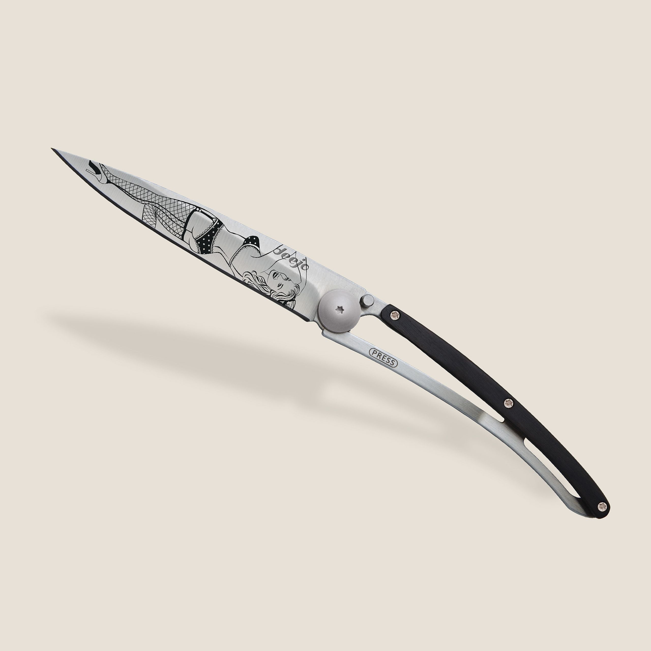 Deejo Taschenmesser ? ultraleichtes Klappmesser 37g ? Edelstahl ? Messer mit Holzgriff