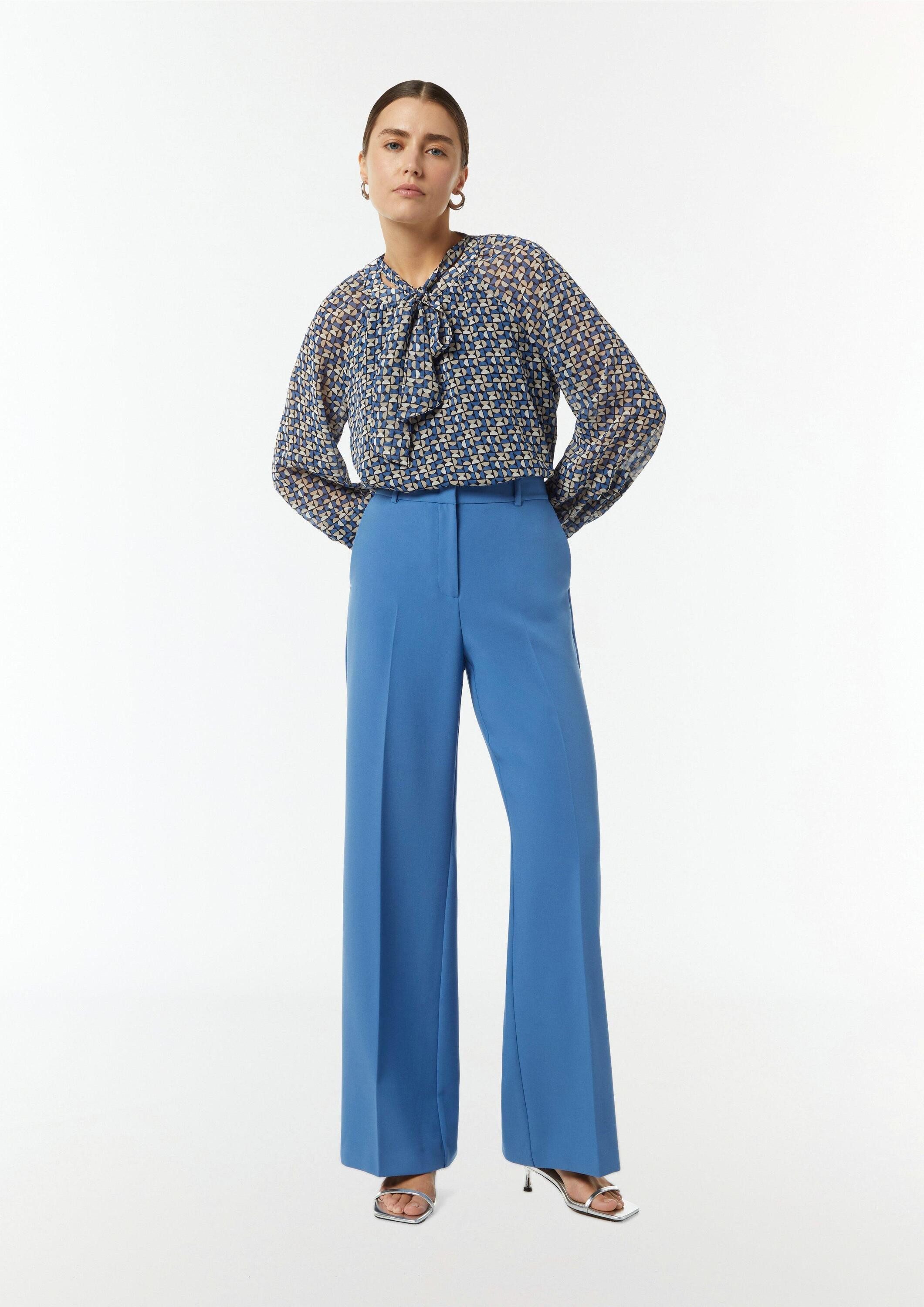 comma Langarmbluse Bluse Gemusterte Schluppenbluse aus Chiffon