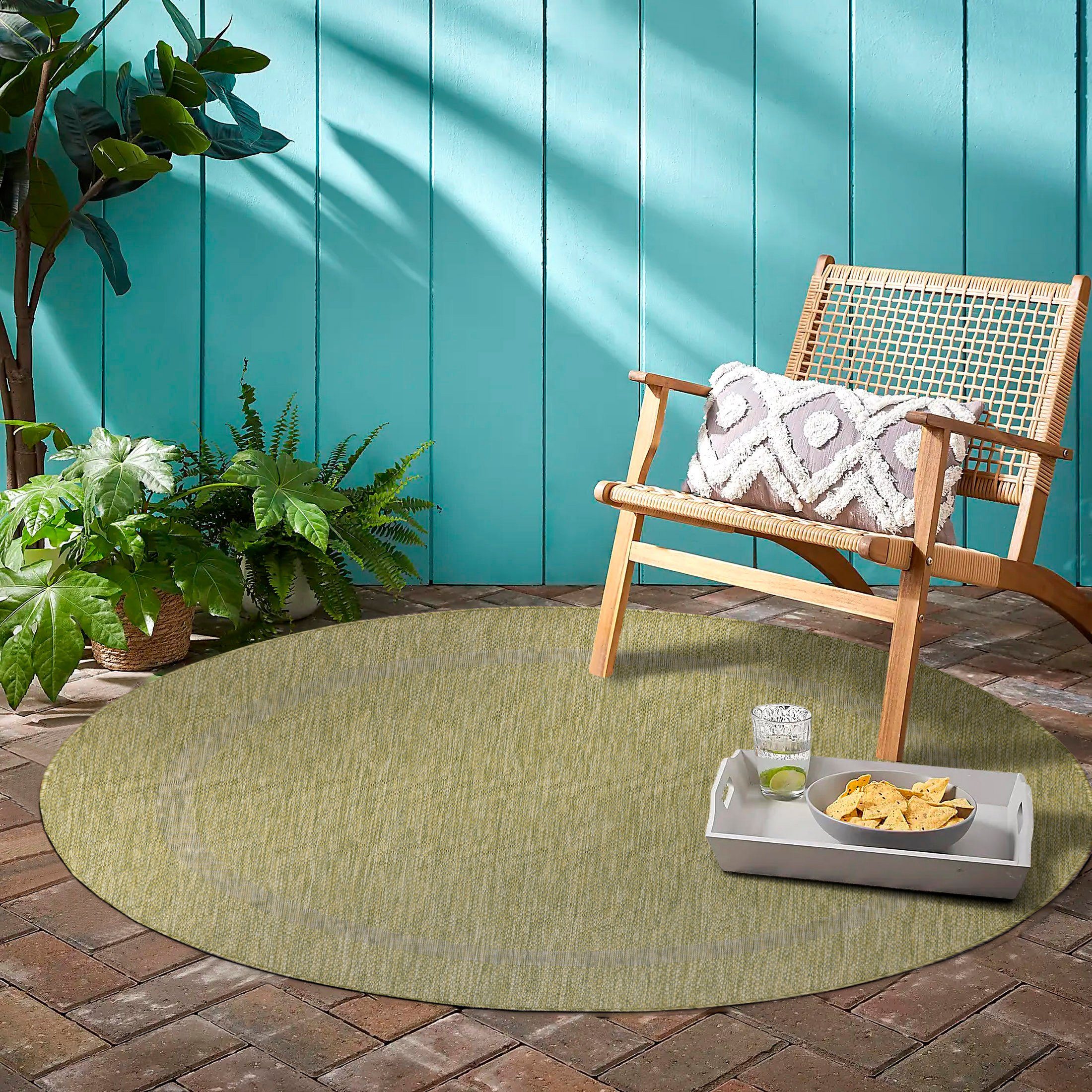 Teppich Unicolor - Einfarbig, Teppium, Rund, Höhe: 5 mm, Teppich Küche, Balkon, Terrasse Grün