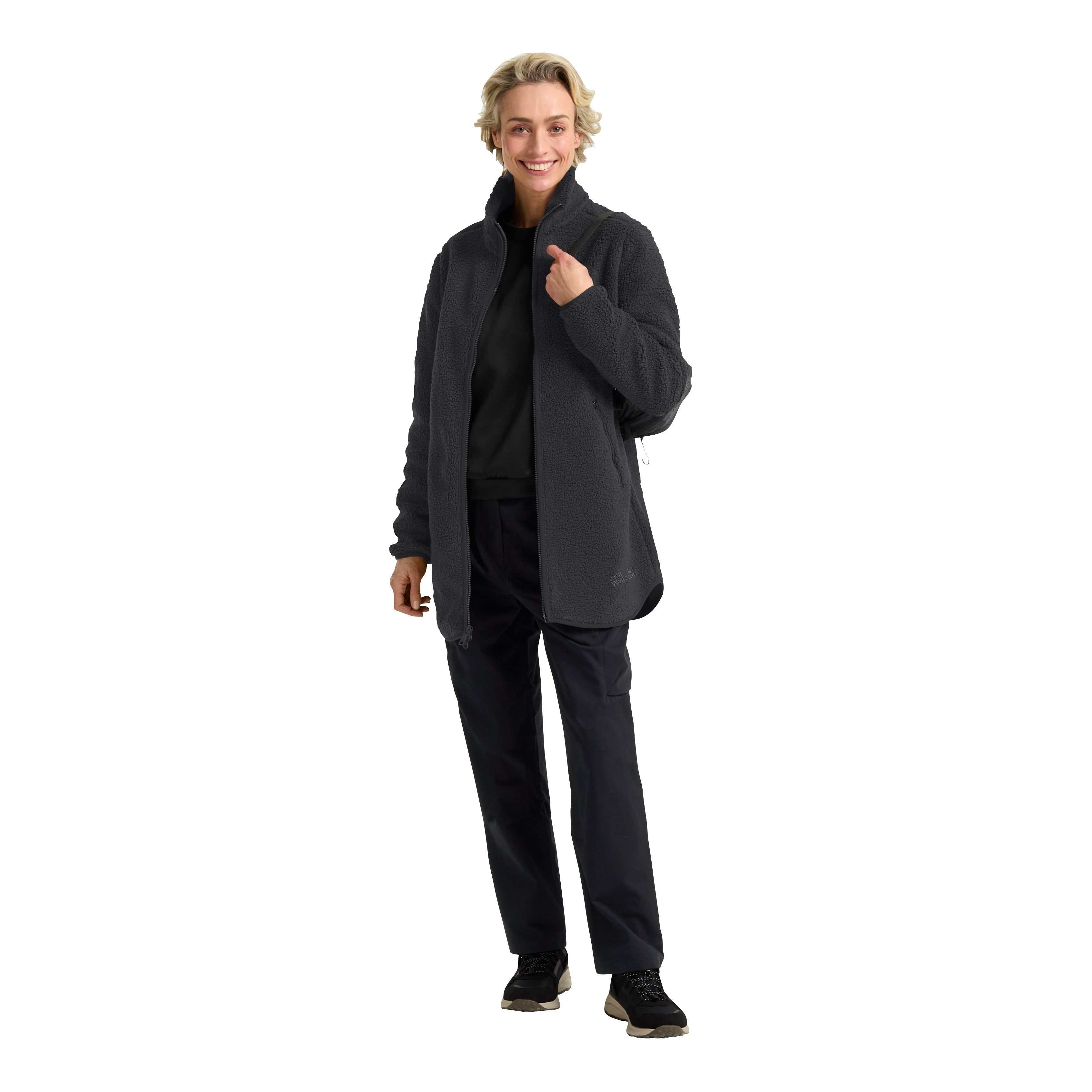Jack Wolfskin Funktionsmantel HIGH CURL COAT W für Wandern und Trekking, sportlicher Stil, aus Polyester, winddicht